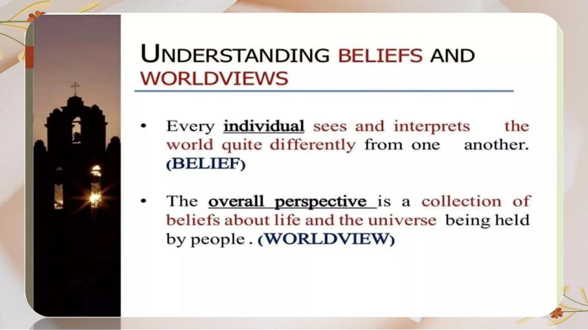 # Introduction to
# World Religions and
# Belief Systems DO YOU BELIEVE
IN GOD? OR
THERE IS AN
EXISTENCE OF
GOD? 1.
What are the things in m