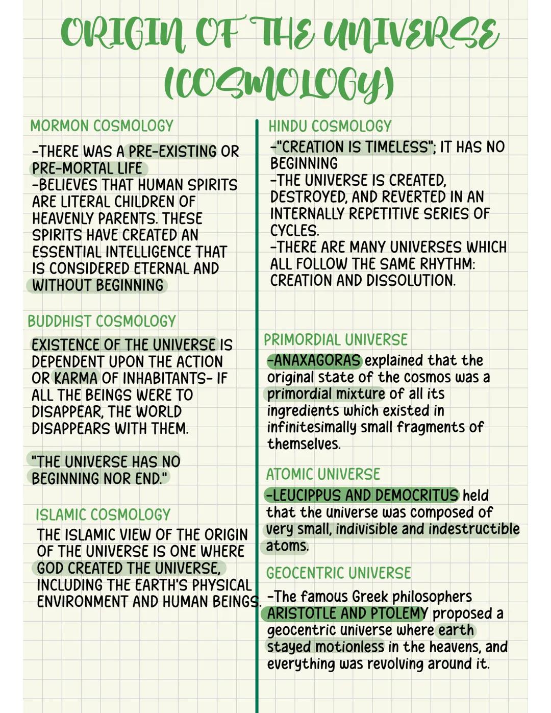 ORIGIN OF THE UNIVERSE (COSMOLOGY)