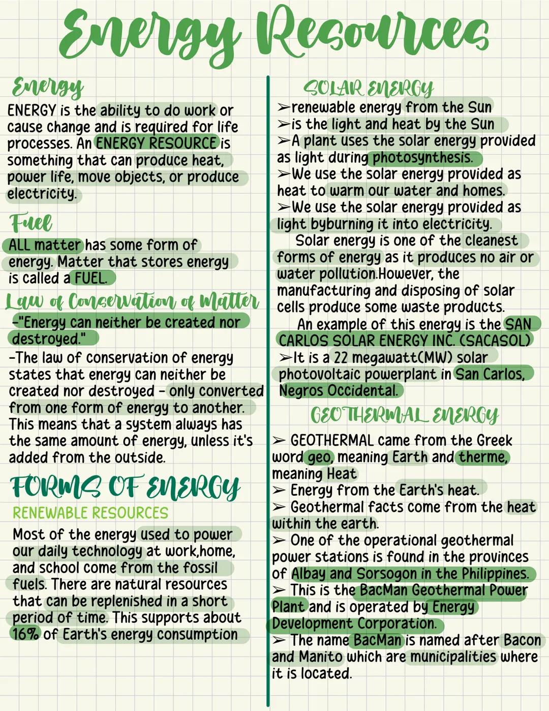 Energy Resources
Energy
ENERGY is the ability to do work or
cause change and is required for life
processes. An ENERGY RESOURCE is
somethin