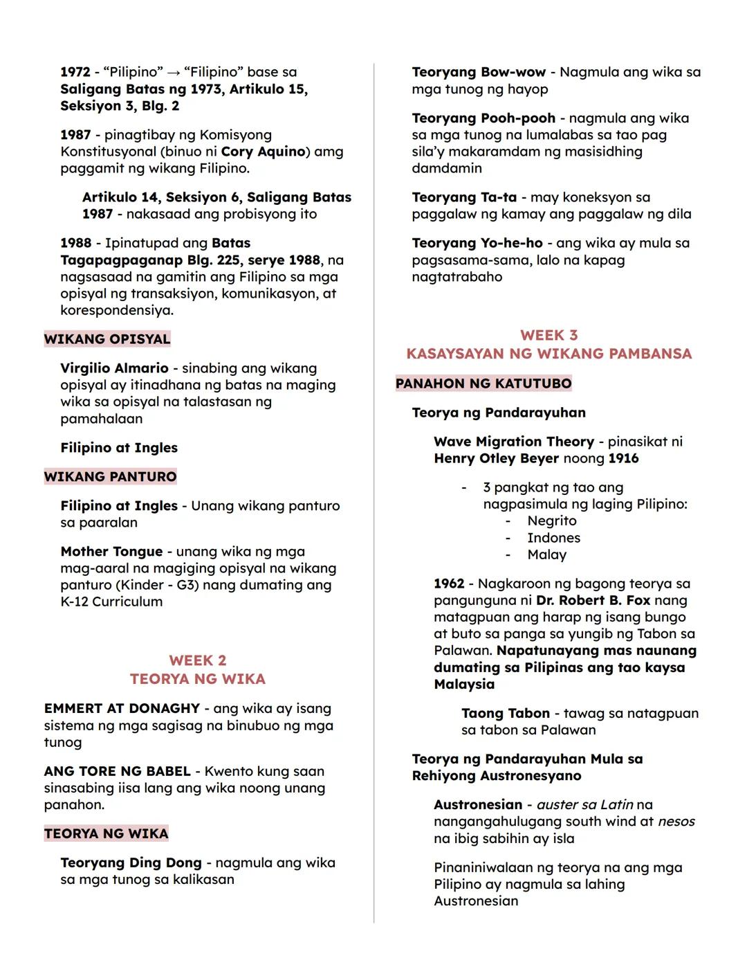 KOMPAN Reviewer (SA Q1)
WEEK 1
MGA KONSEPTONG PANGWIKA
WIKA
Lingua (Latin) - nangangahulugang "dila"
at "wika" o "lengguwahe"
Ito ang pinag