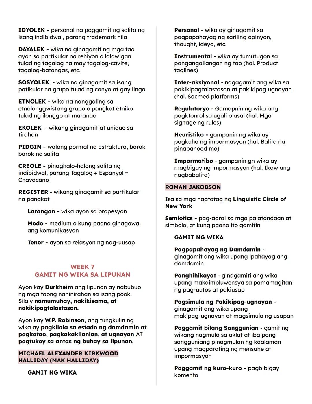 KOMPAN Reviewer (SA Q1)
WEEK 1
MGA KONSEPTONG PANGWIKA
WIKA
Lingua (Latin) - nangangahulugang "dila"
at "wika" o "lengguwahe"
Ito ang pinag