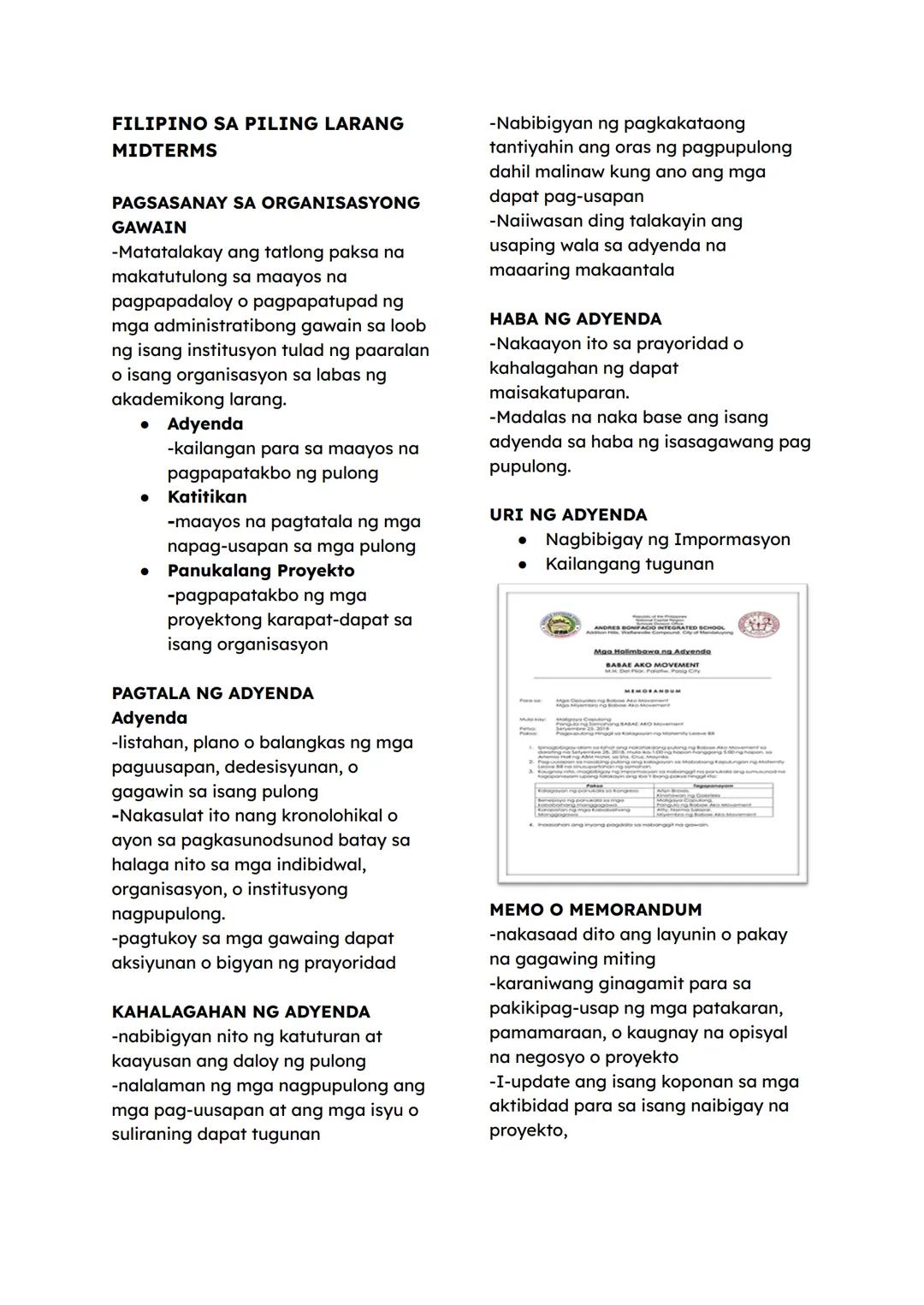 FILIPINO SA PILING LARANG
MIDTERMS
PAGSASANAY SA ORGANISASYONG
GAWAIN
-Matatalakay ang tatlong paksa na
makatutulong sa maayos na
pagpapadal