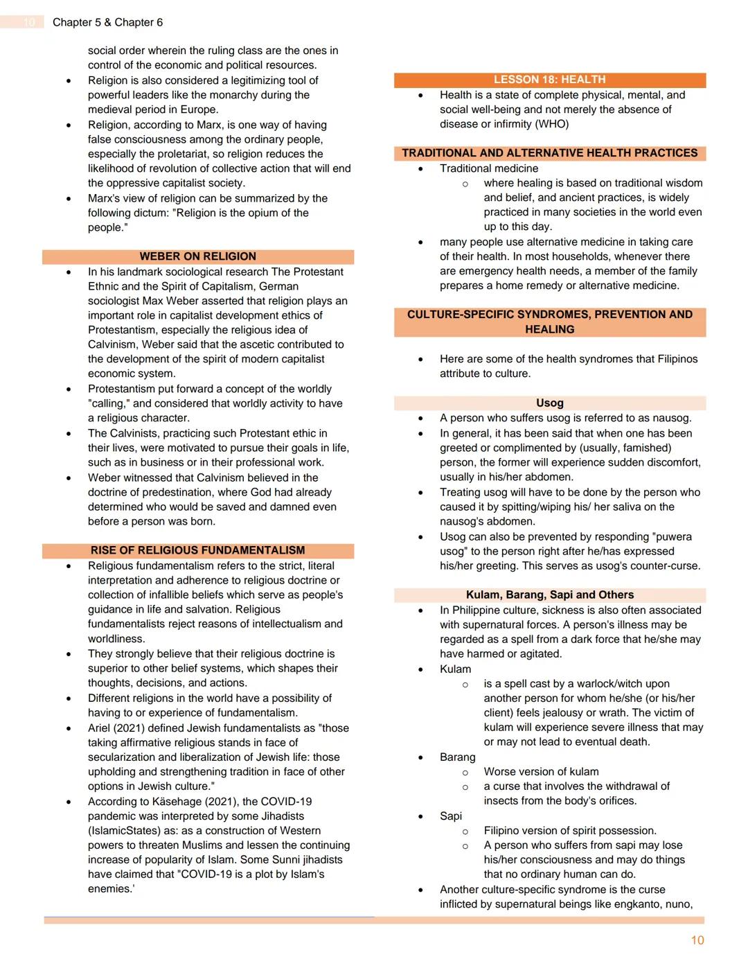 UNDERSTANDING CULTURE, SOCIETY AND
POLITICS
Chapter 5: Social, Cultural, and Political Institutions & Chapter 6: Social Stratification
CHAPT