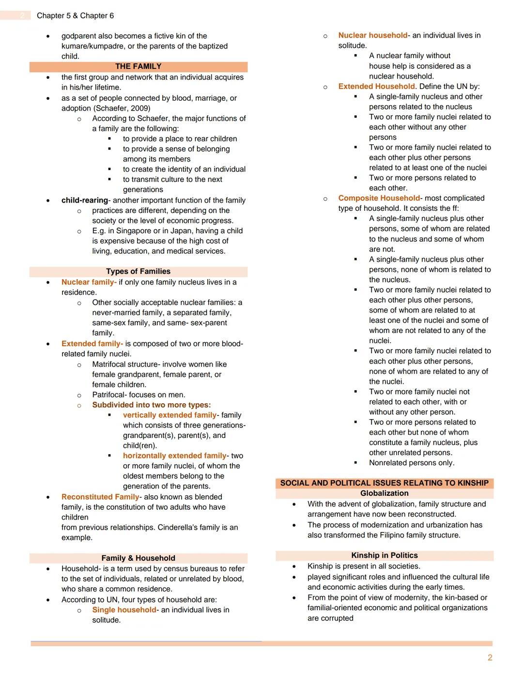 UNDERSTANDING CULTURE, SOCIETY AND
POLITICS
Chapter 5: Social, Cultural, and Political Institutions & Chapter 6: Social Stratification
CHAPT