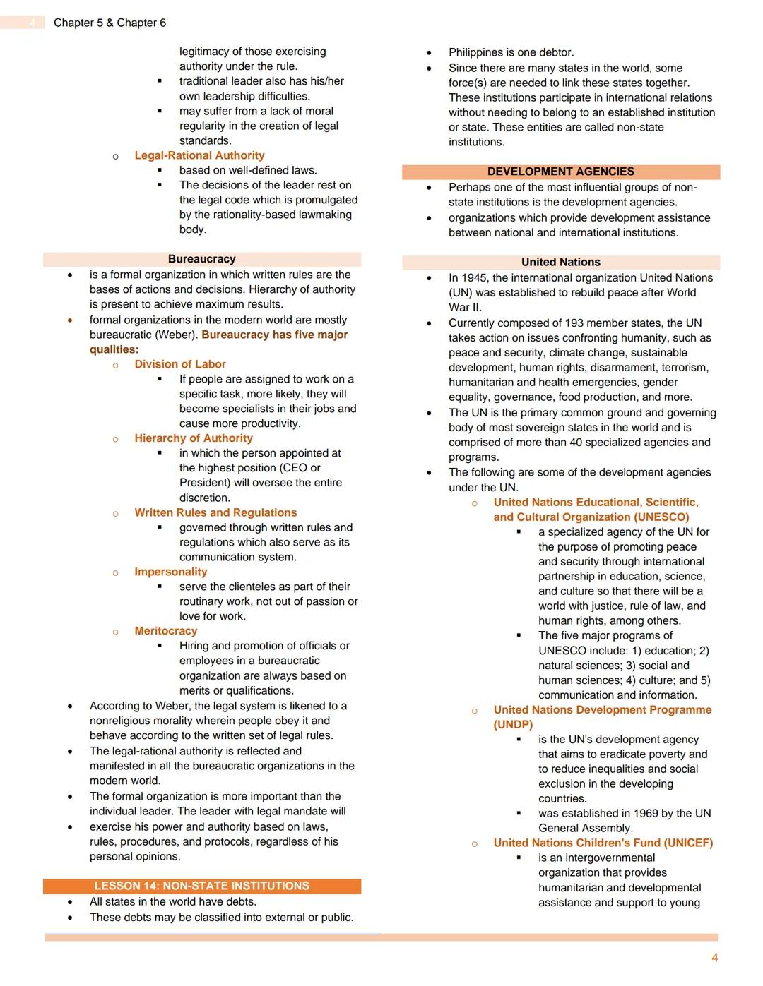 UNDERSTANDING CULTURE, SOCIETY AND
POLITICS
Chapter 5: Social, Cultural, and Political Institutions & Chapter 6: Social Stratification
CHAPT
