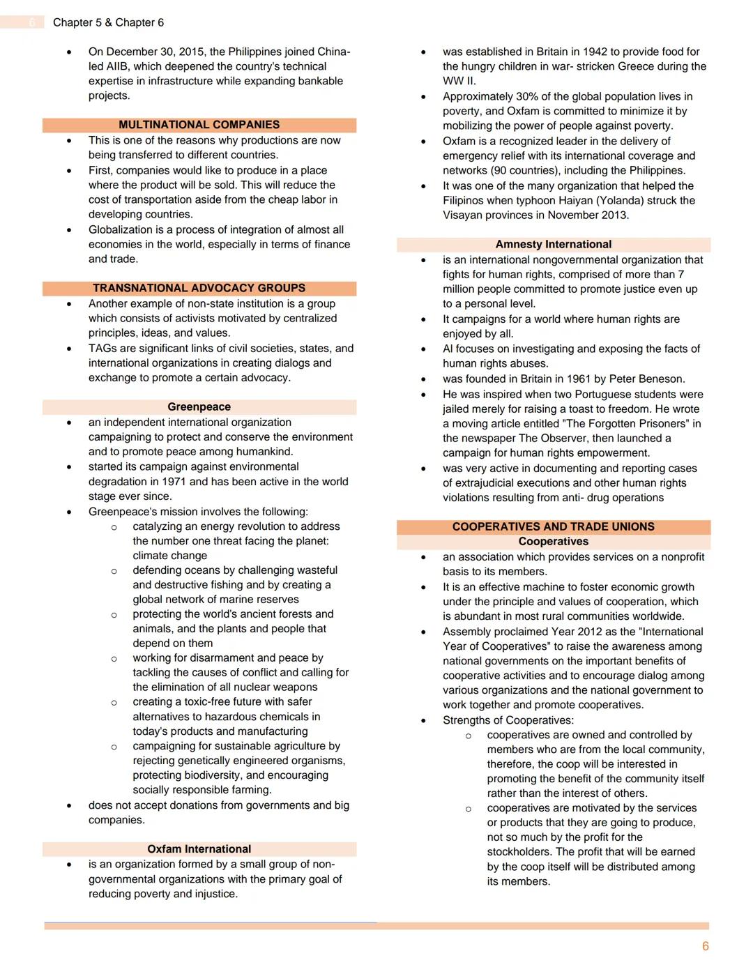 UNDERSTANDING CULTURE, SOCIETY AND
POLITICS
Chapter 5: Social, Cultural, and Political Institutions & Chapter 6: Social Stratification
CHAPT