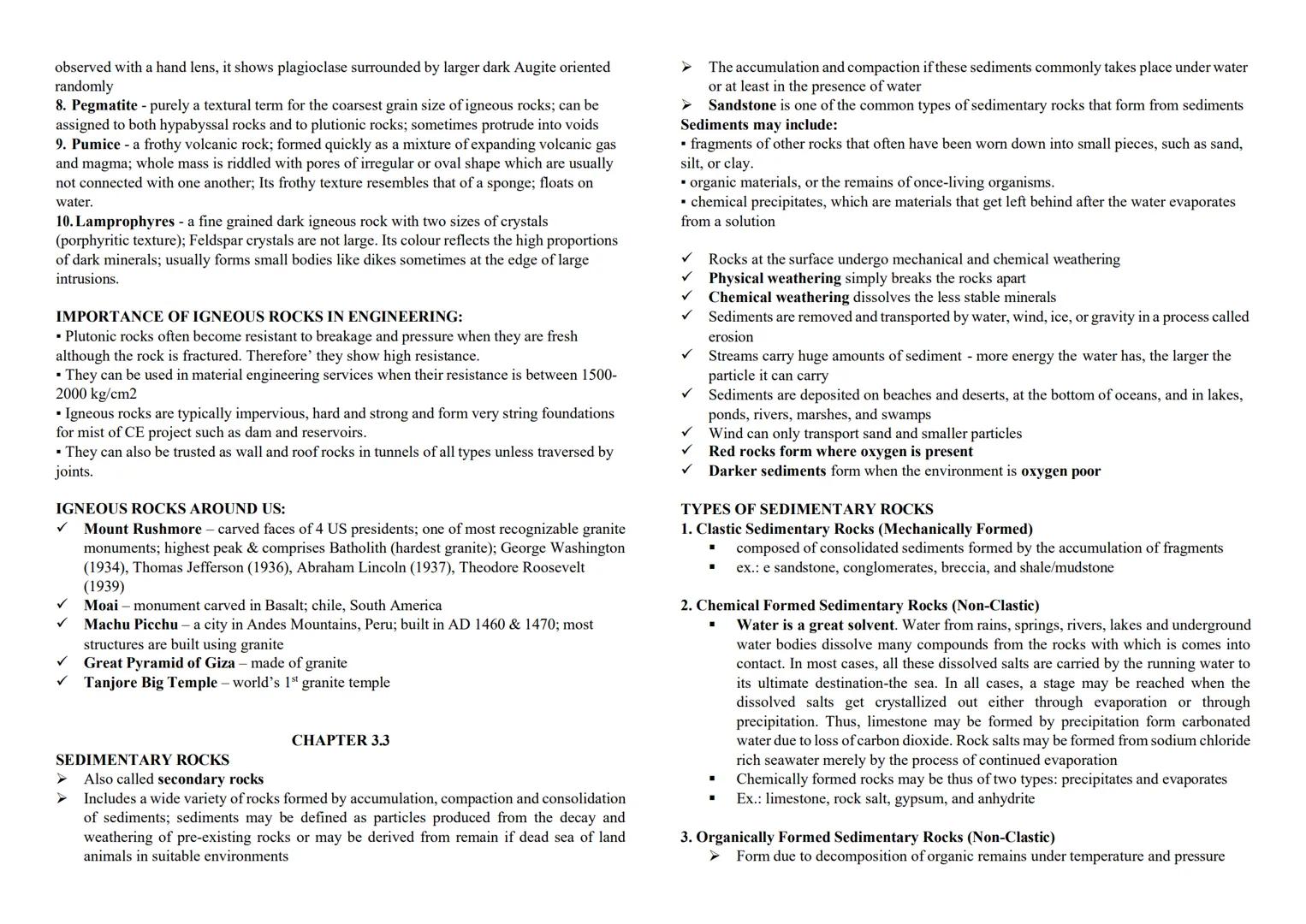 PETROLOGY
CHAPTER 3.0
THREE TYPES OF ROCKS: igneous, sedimentary and metamorphic - they are part
of the rock cycle; *Through changes in cond