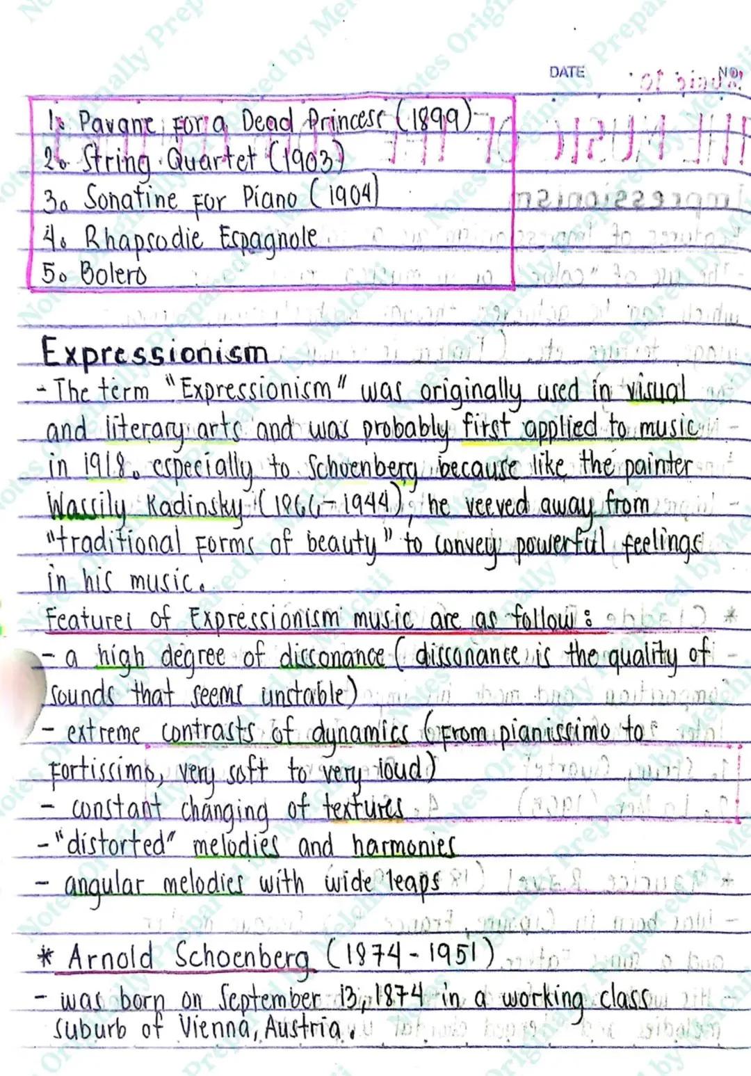 Music 10
THE MUSIC OF THE 20th CENTURY
Impressionism
Features of Impressionism are as follows :
- The use of "color", or in musical terms,