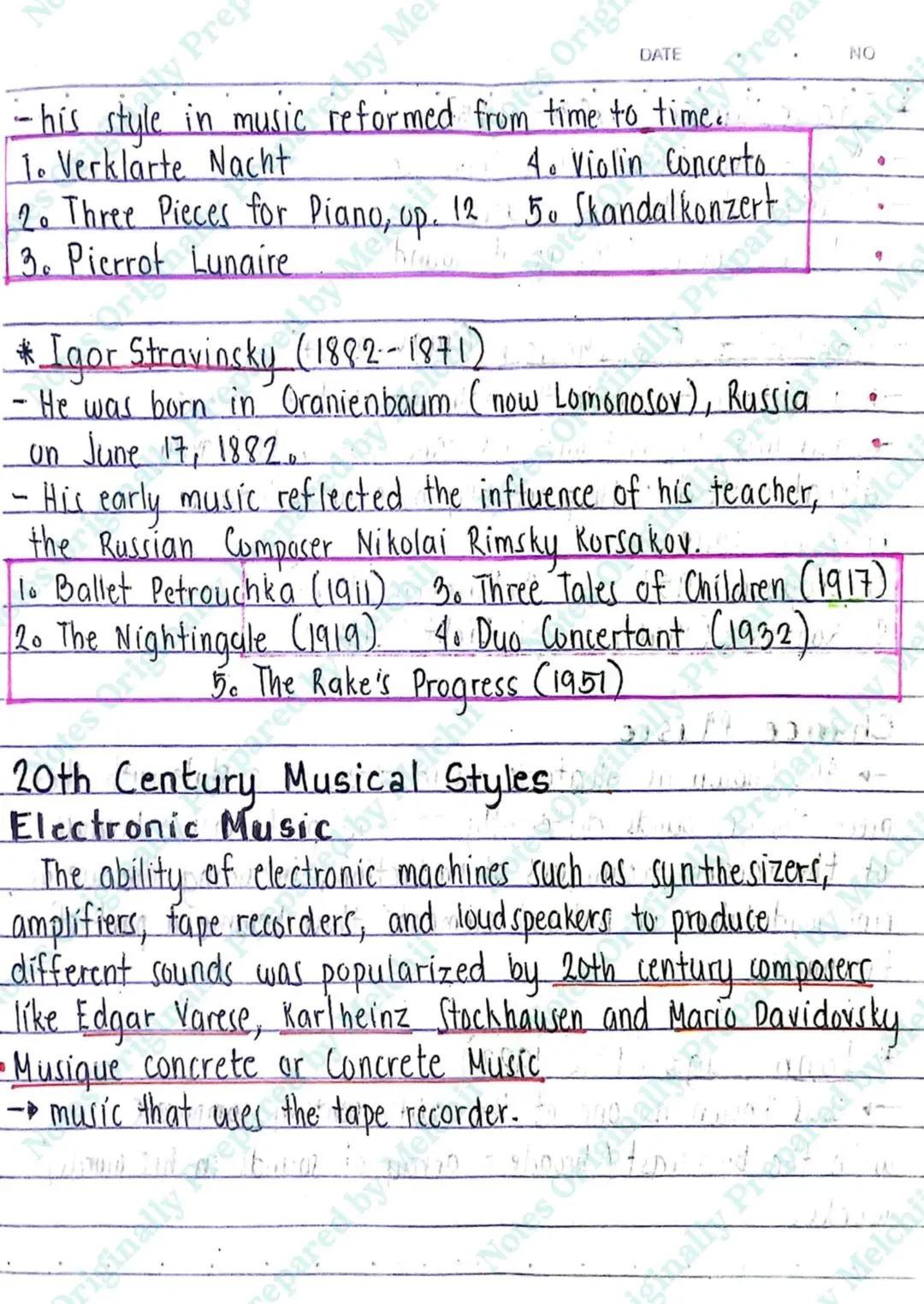 Music 10
THE MUSIC OF THE 20th CENTURY
Impressionism
Features of Impressionism are as follows :
- The use of "color", or in musical terms,