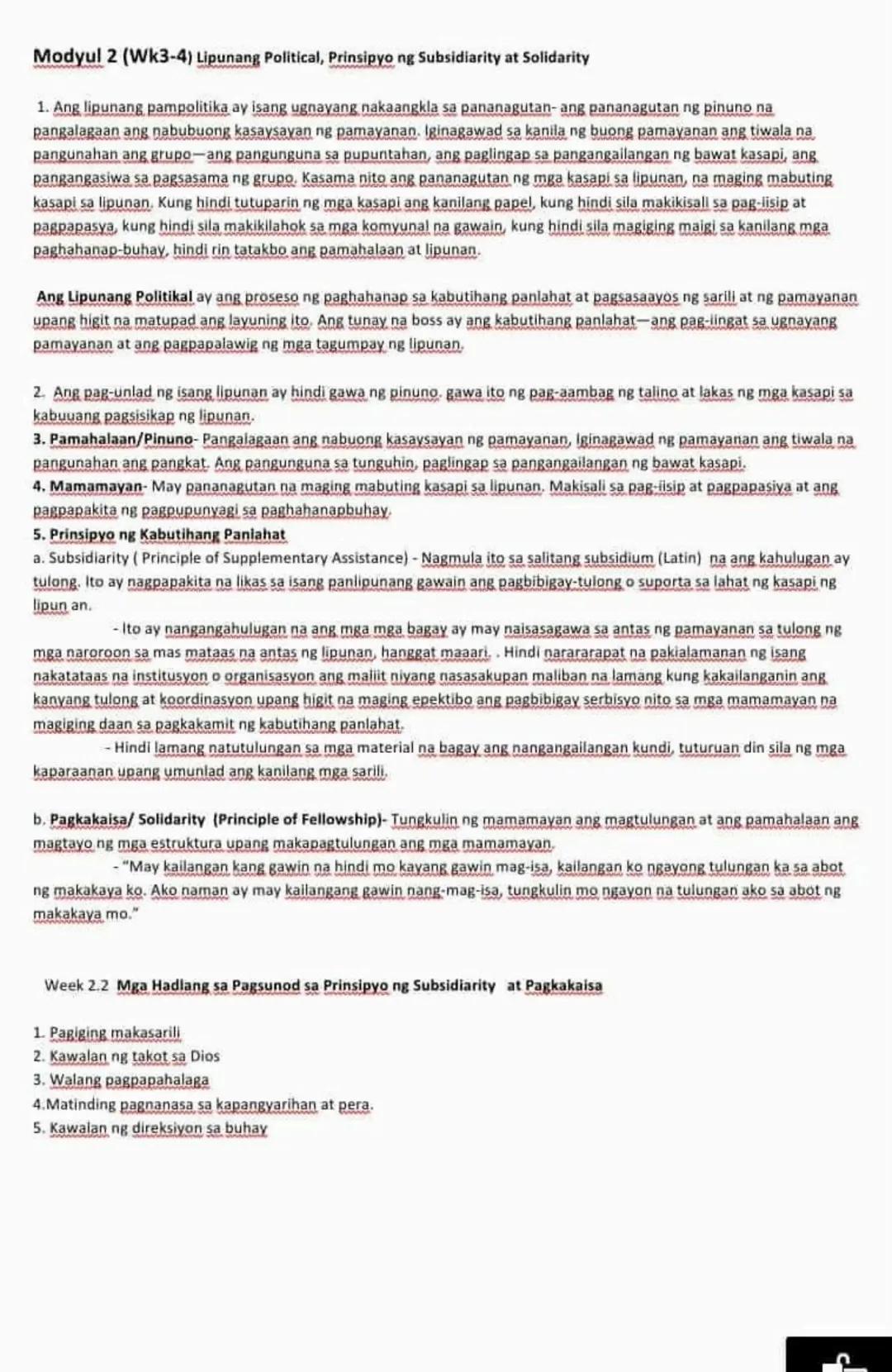 ESP-HANDOUTS
Modyul1(Week 1-2). Layunin ng Lipunan: Kabutihang Panlahat
Ang pamilya ang pangunahing yunit ng lipunan.
Ang lipunan ay nagmula