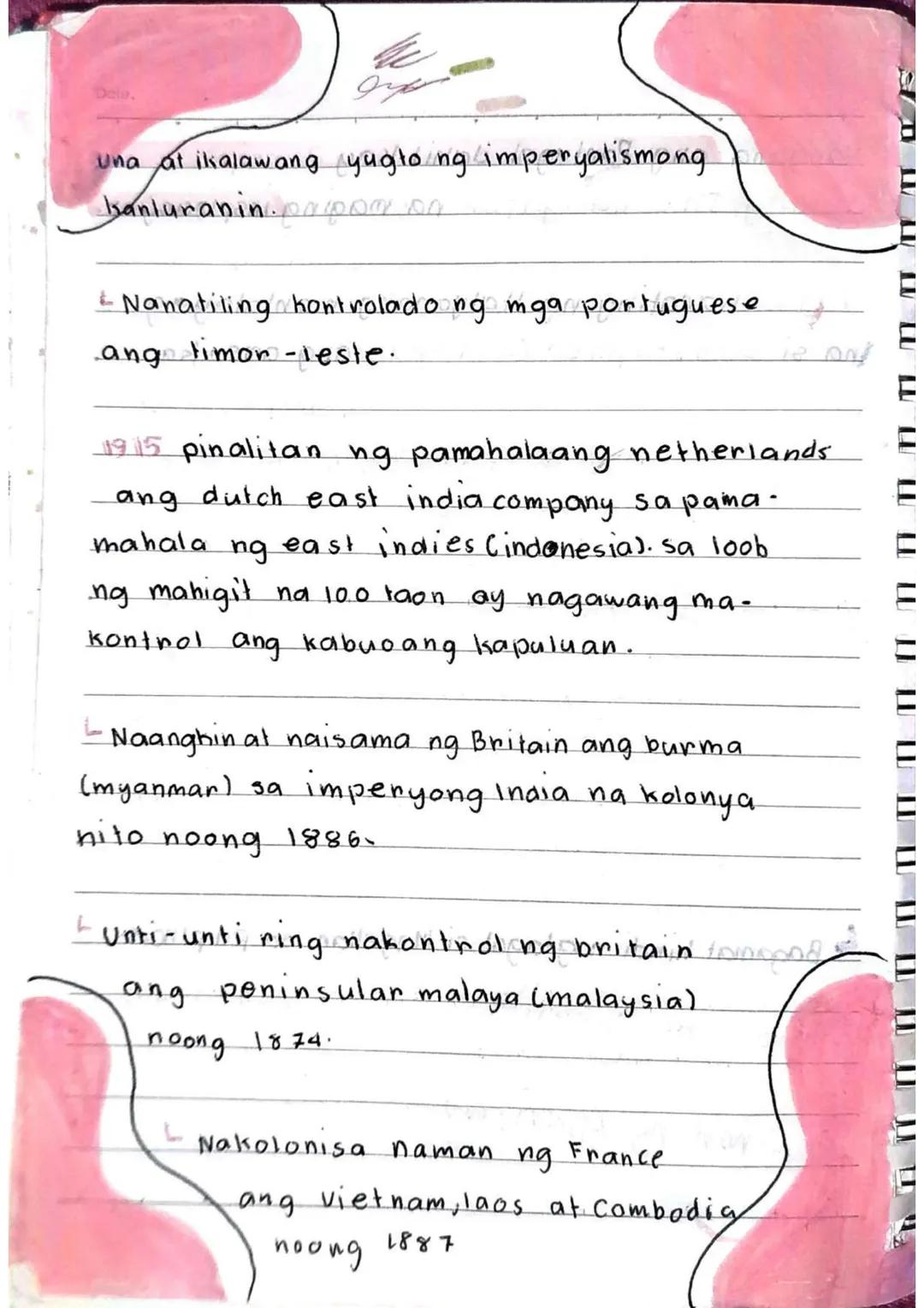 Date.
---
Pangunahing layunin at motibo
ng kolonyalismo sa asya
---
Gold - Pagpapaunlad ng Ekonomiya (mananakop)
God - Pagpapalaganap ng kri