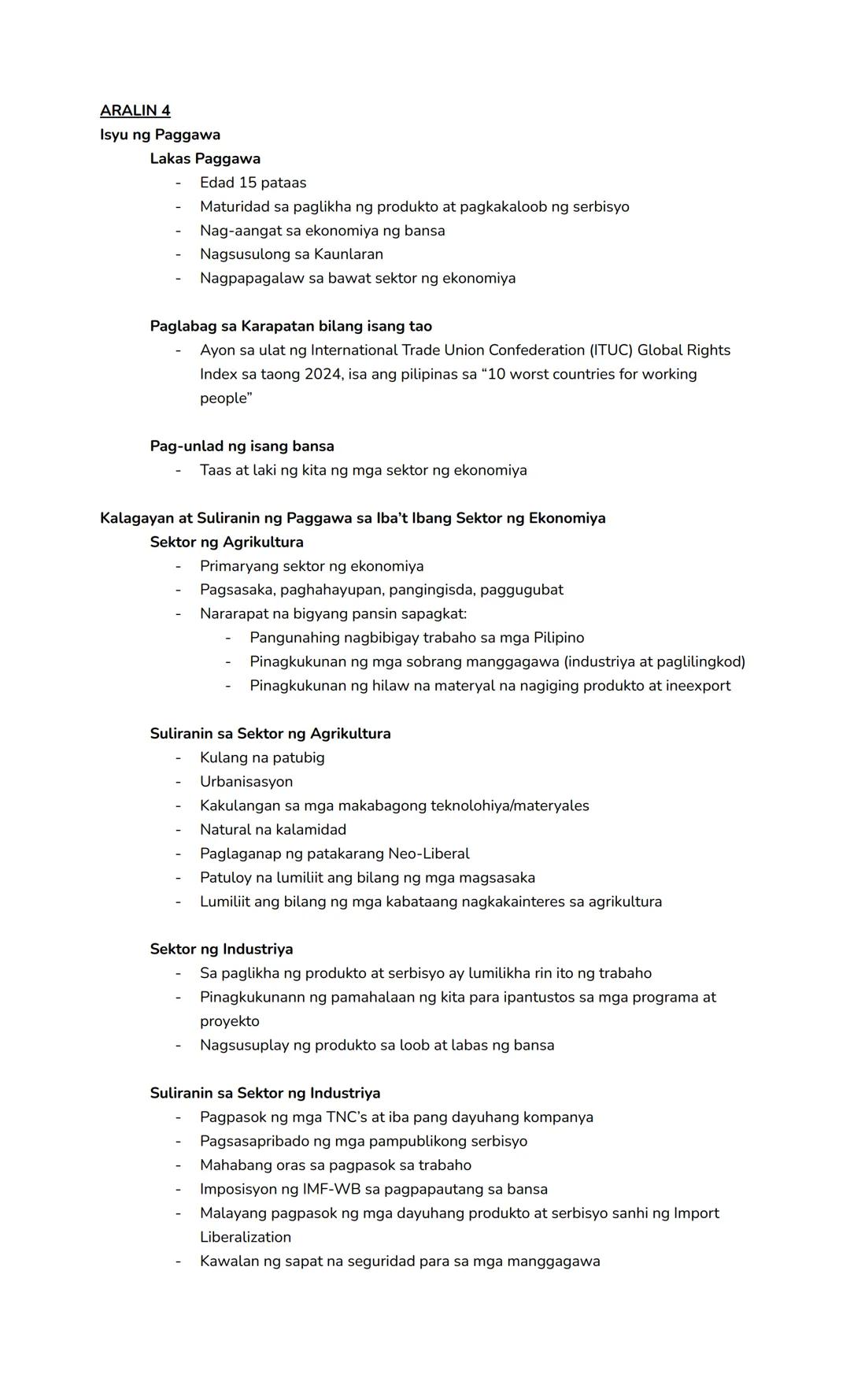 Araling Panlipunan 10 | Quarter 2
ARALIN 1
- Ang globalisasyon ay isang proseso at sinasabing sumasalamin sa daloy at interaksyon
ng mga tao