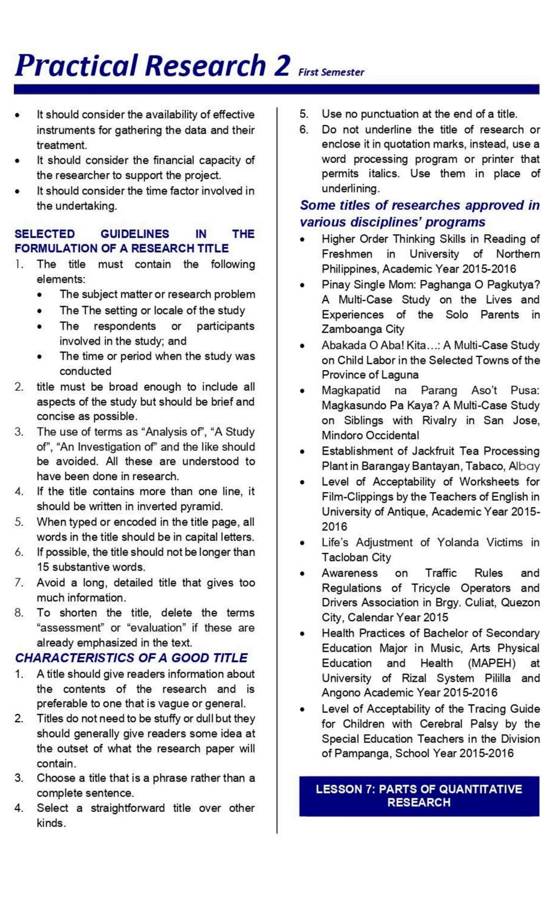 Practical Research 2
First Semester
LESSON 1: QUANTITATIVE RESEARCH
Characteristics of Quantitative
Research
We know well that by knowing th