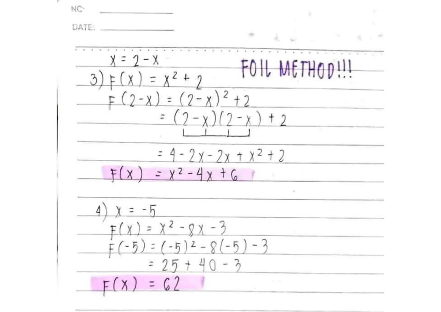 LESSON 1
NO:
DATE:
Relations &
functions
RELATION
↳ a set of ordered pairs (x, y)
DOMAIN
↳ First coordinate in a relation,
(x); input; indep