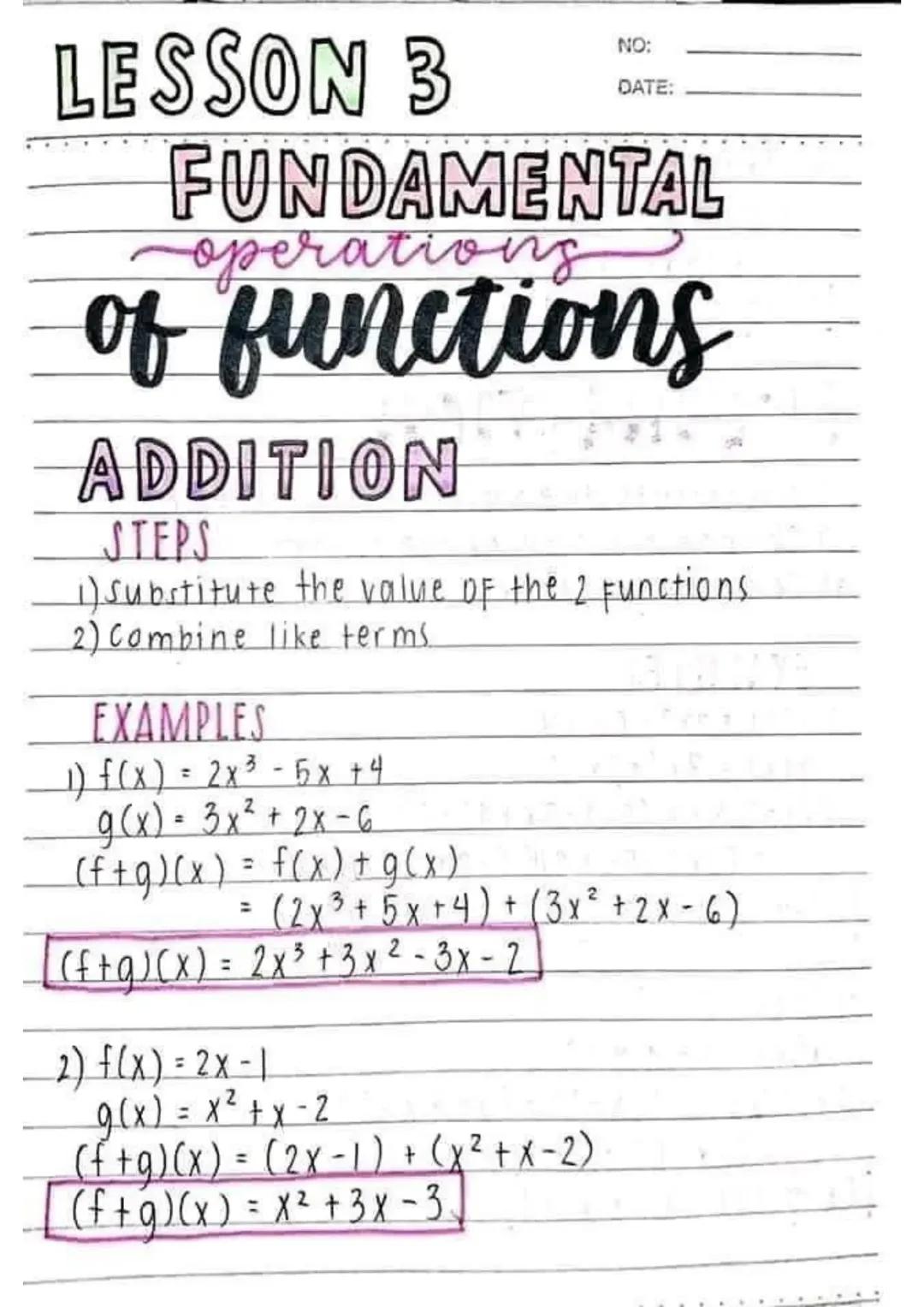 LESSON 1
NO:
DATE:
Relations &
functions
RELATION
↳ a set of ordered pairs (x, y)
DOMAIN
↳ First coordinate in a relation,
(x); input; indep