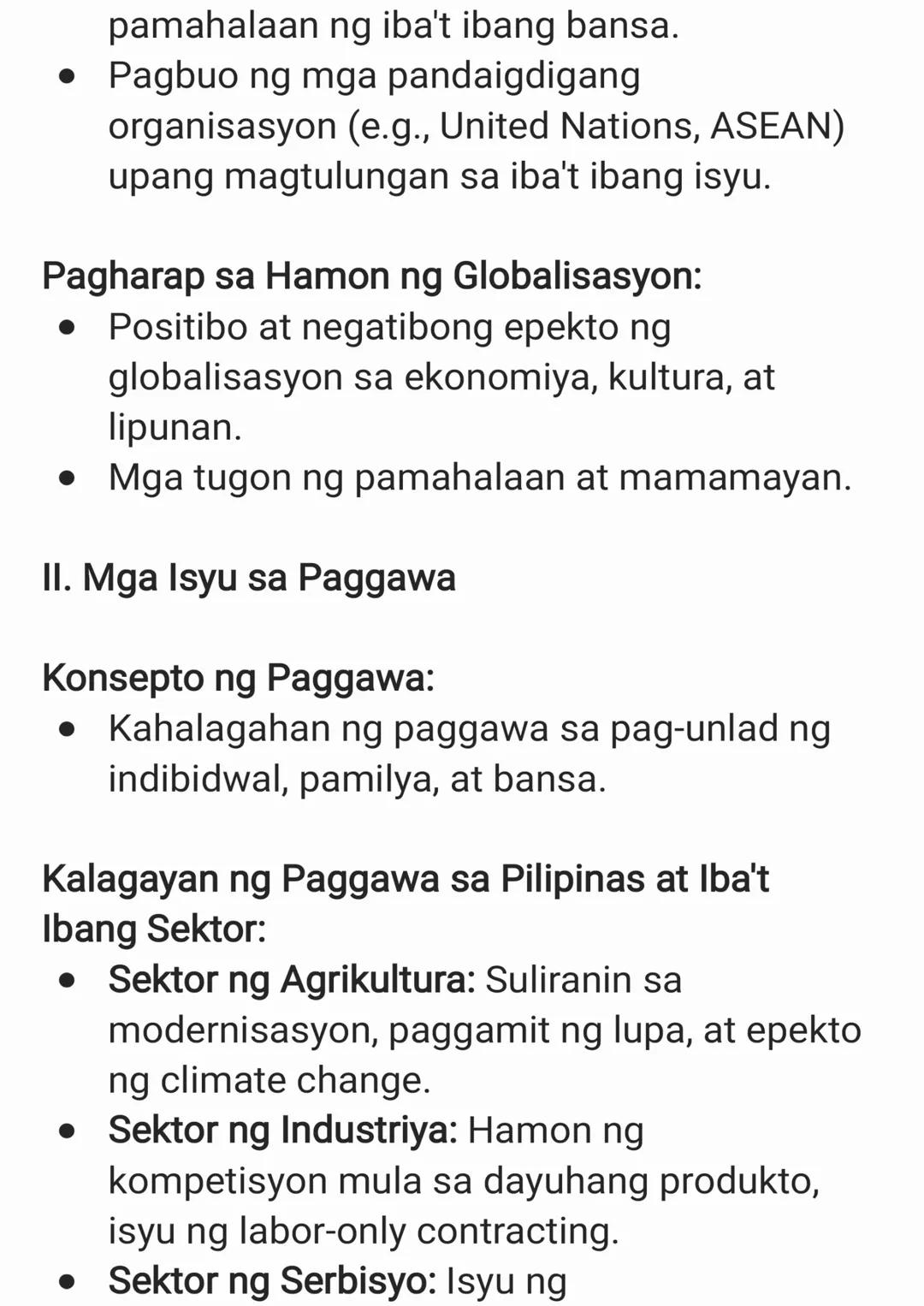 I. Globalisasyon: Konsepto at Perspektibo
Kahulugan ng Globalisasyon:
• Proseso ng mabilisang pagdaloy o paggalaw
ng mga tao, bagay, imporma