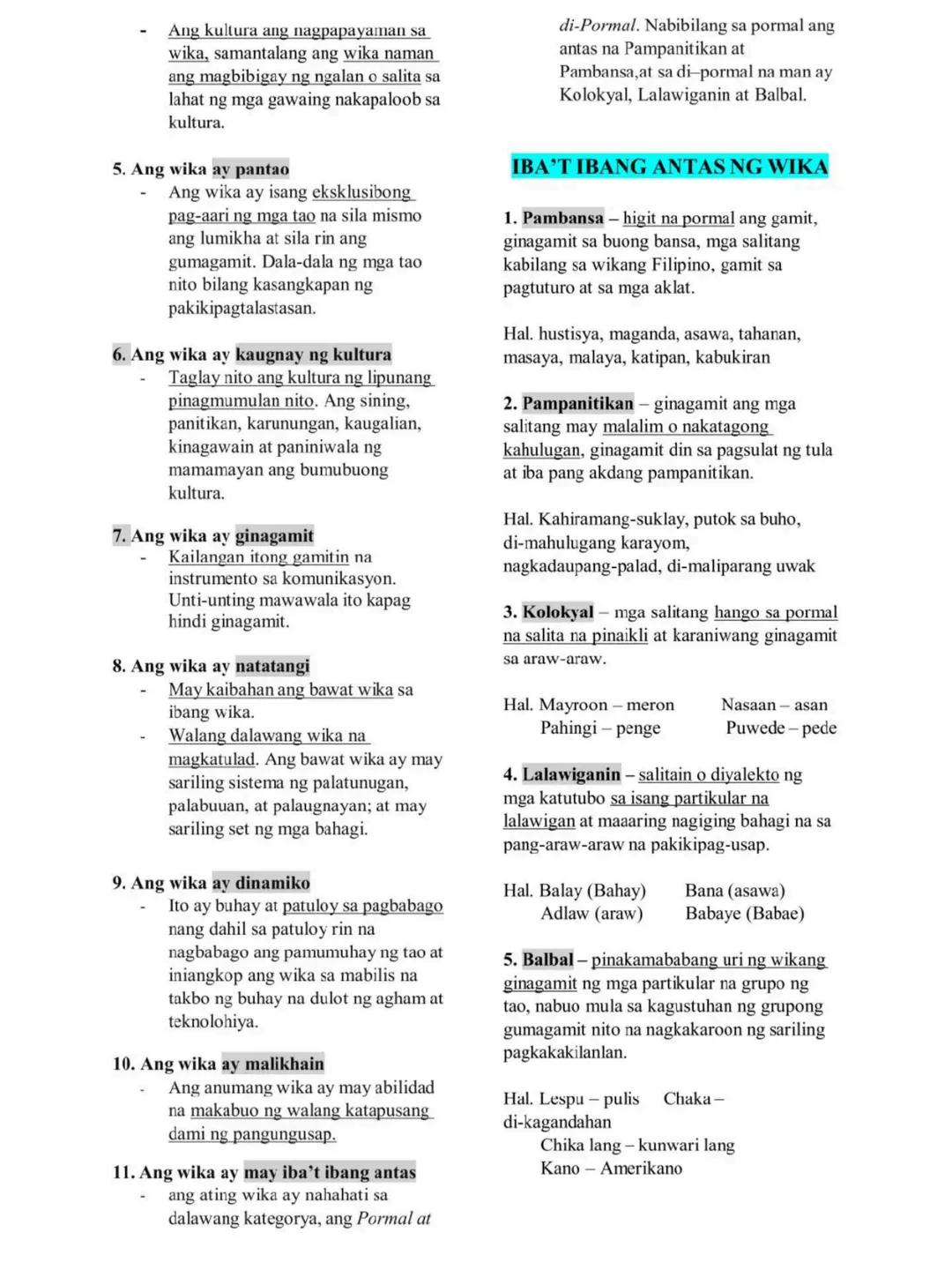 Komunikasyon at
Pananaliksik sa Wika at
Kulturang Pilipino
1st Semester - First Quarter
Reviewer by: Allysson Kim
Cruz
● WIKA
Kahulugan ng W