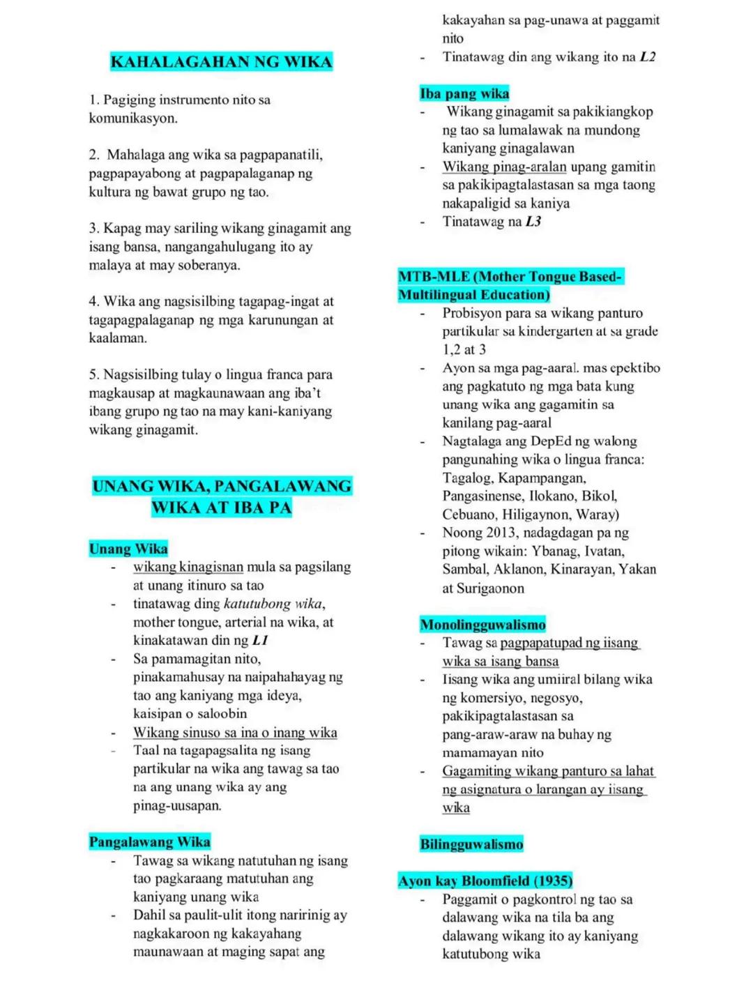 Komunikasyon at
Pananaliksik sa Wika at
Kulturang Pilipino
1st Semester - First Quarter
Reviewer by: Allysson Kim
Cruz
● WIKA
Kahulugan ng W