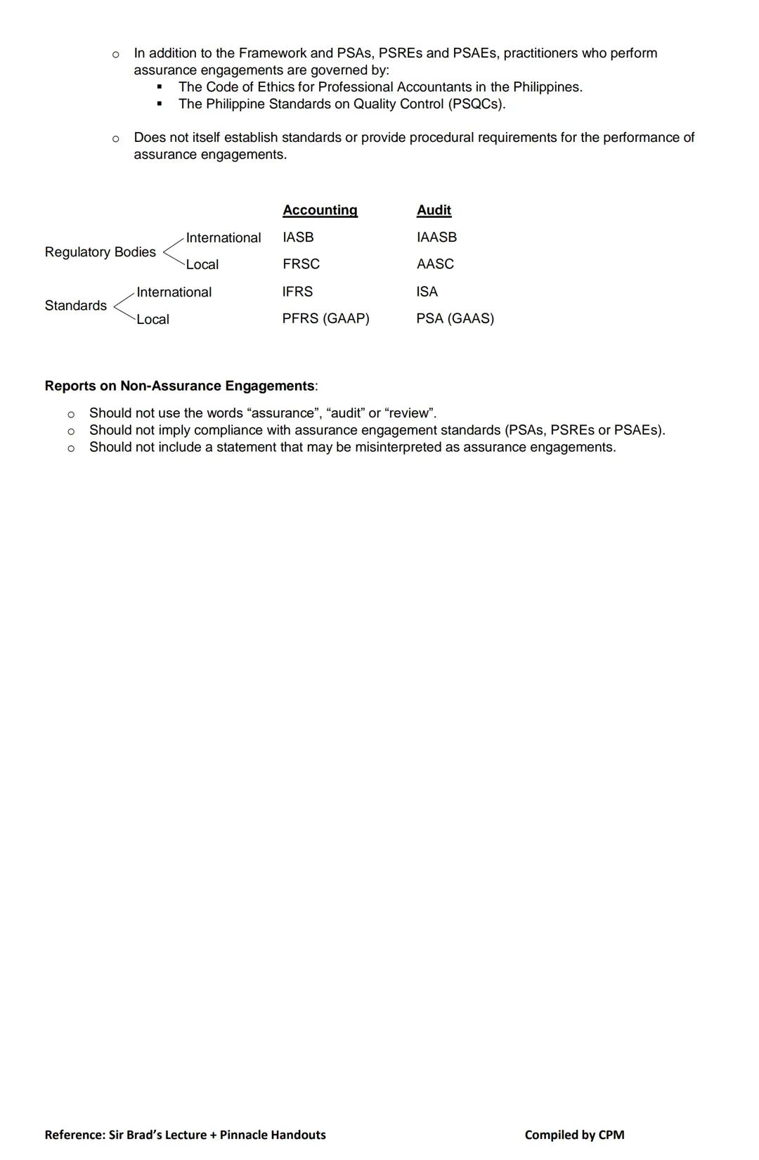 # AT NOTES
# OVERVIEW OF AUDIT
Scope of Practice
1. Public works in a CPA Firm (Audit Firm)
2. Private employed in a private company
3. Ac