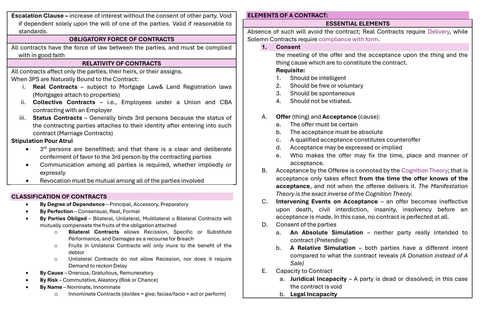 # OBLIGATIONS
An obligation is a juridical necessity to give, to do or not to do.
Elements:
2) to deliver the thing and
3) to deliver the ac