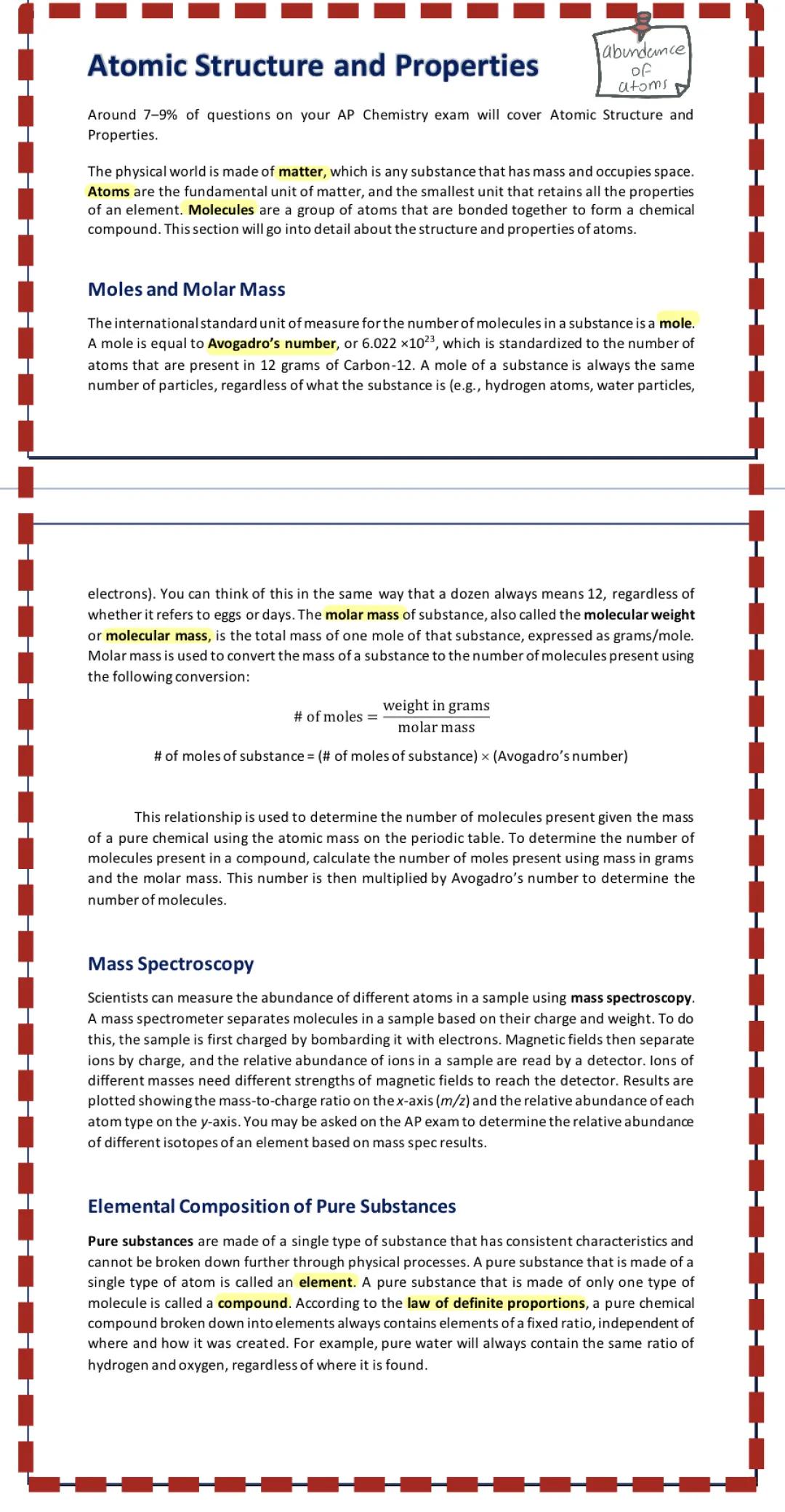 Moles and Molar Masses