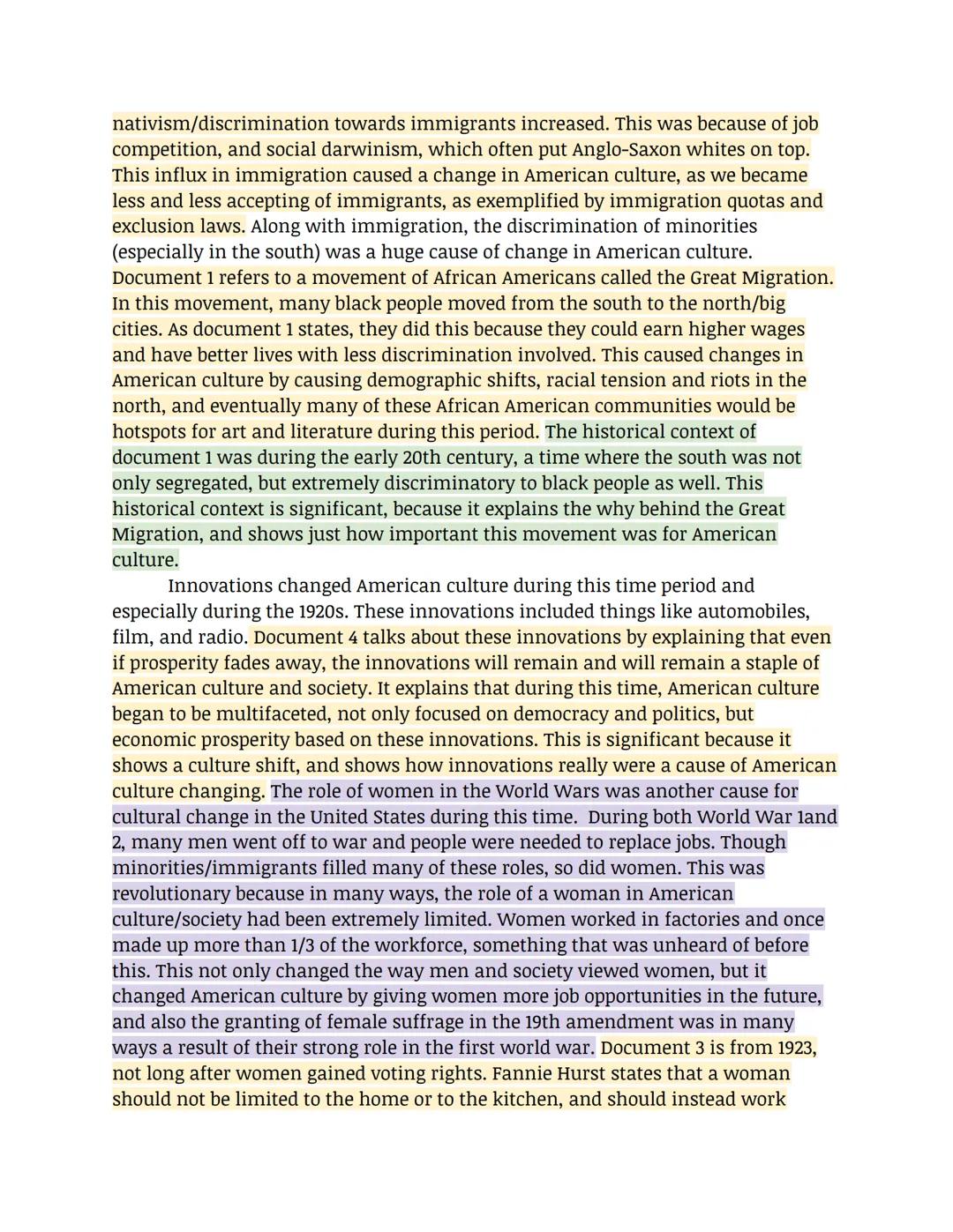 dbq
Evaluate the relative importance of the causes of cultural change in the United
States in the period from 1914 to 1945
At the turn of