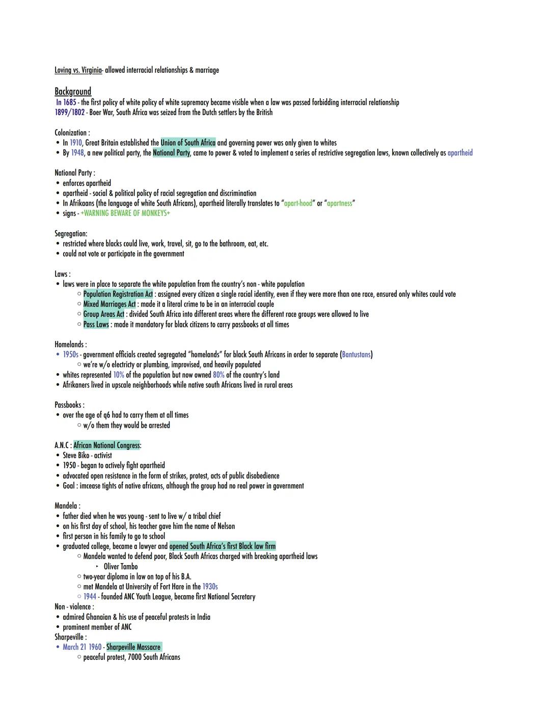 Loving vs. Virginia- allowed interracial relationships & marriage
Background
In 1685-the first policy of white policy of white supremacy be