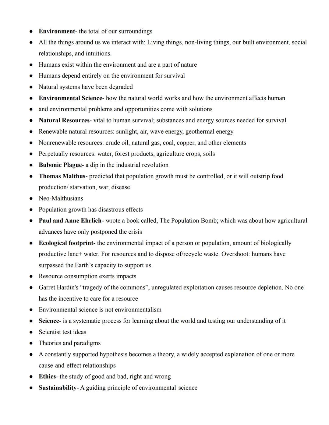 Comprehensive Notes for Chapter 1: Environmental Science Overview