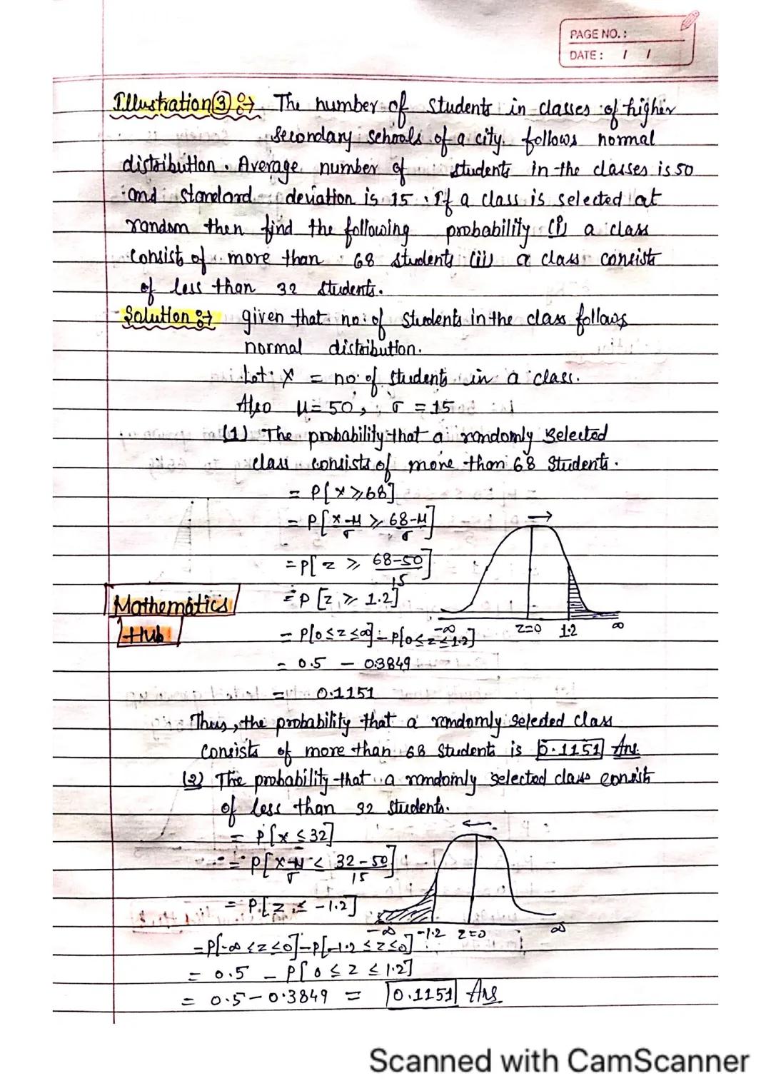 Chapter 3 Normal Distribution
PAGE NO.:
PATE: / 1
Probability Density Function If a random variable
can assume any value
between the defini