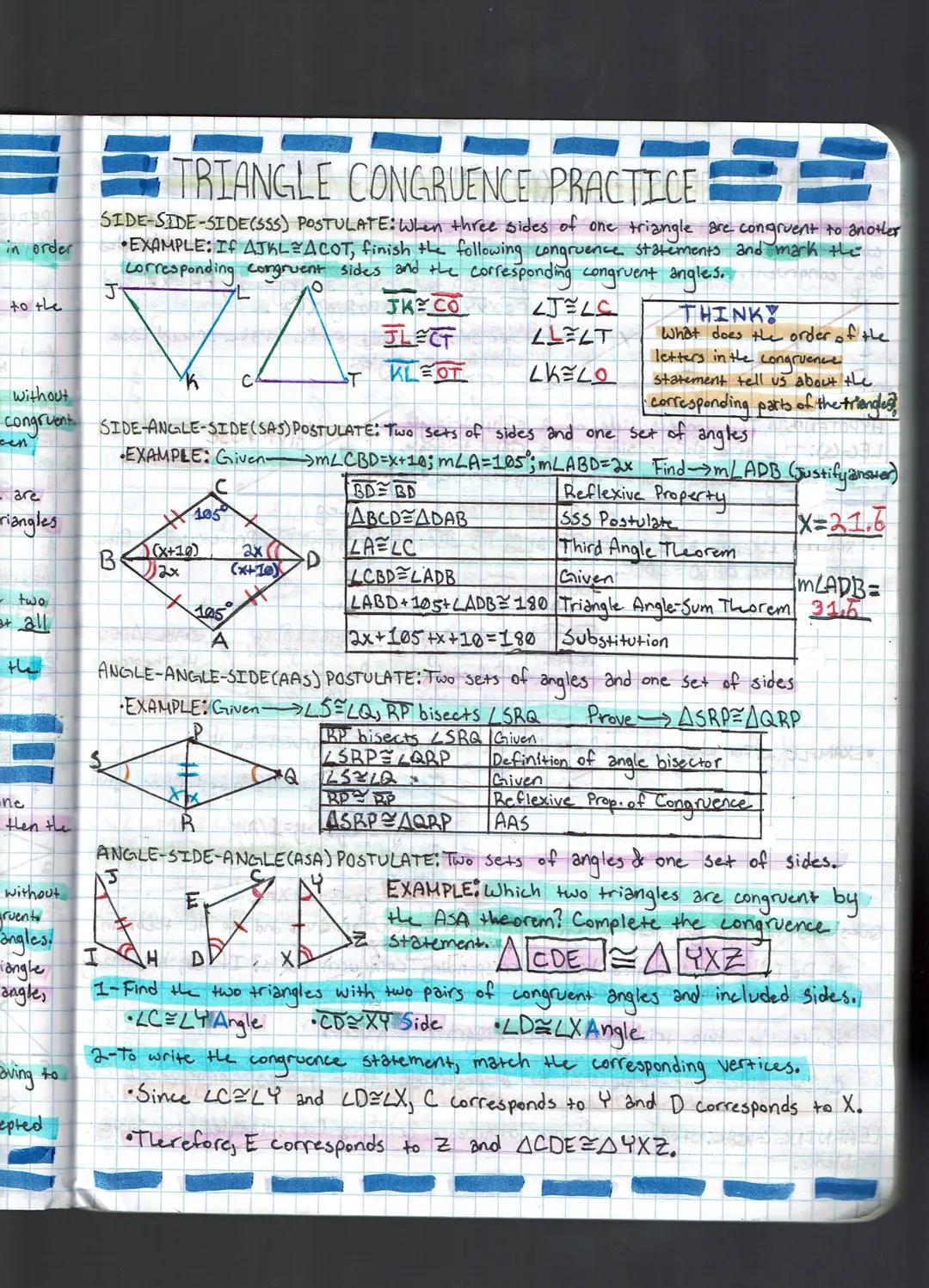 in order
to the
- are
riangles
- two
3+ all
the
"K
without
congruent SIDE-ANGLE-SIDE (SAS) POSTULATE: Two sets of sides and one set of angle