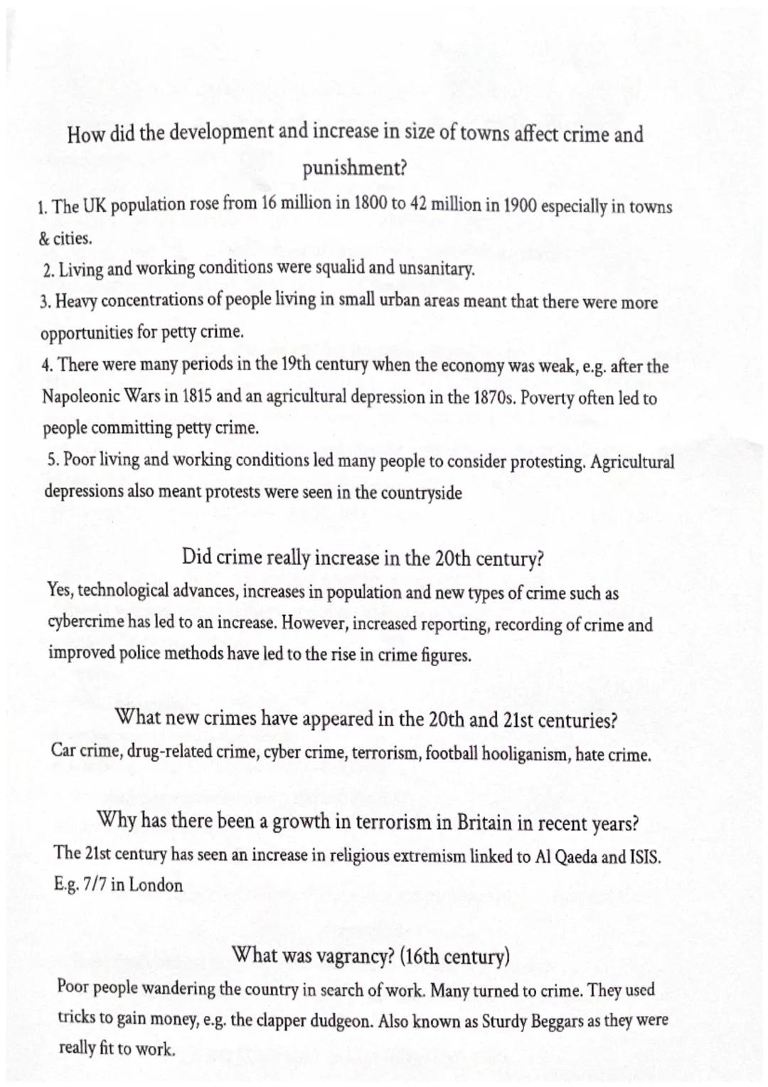 Crime and punishment
Why was there a growth in poverty in the 16th century? (Acronym=HIPS)
1. Population Growth - The population of England