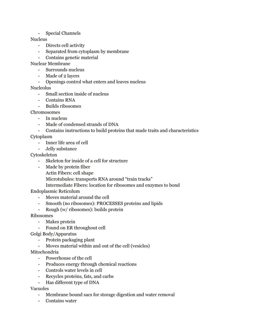 # BIOLOGY: CELLS UNIT STUDY GUIDE
Levels of Organization
Atoms -> Organelles -> Cells -> Tissues -> Organs -> Organ Systems
8 Characterist