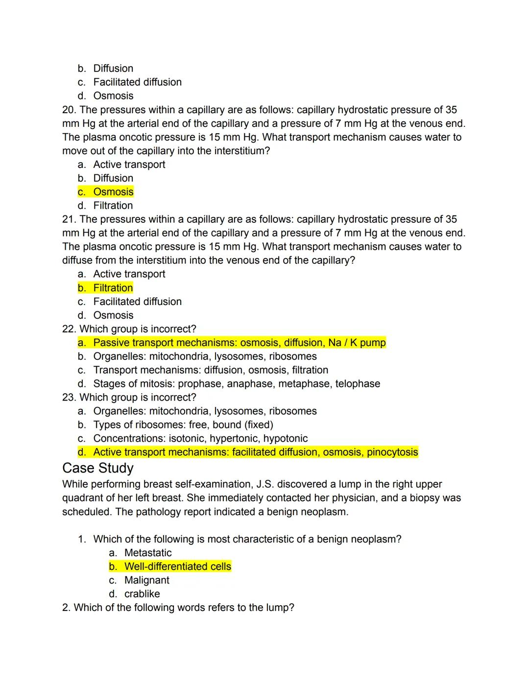 PART 1: Mastering The Basics
Matching
Parts of a Typical Cell
Directions: Match the following terms to the most appropriate definition by wr