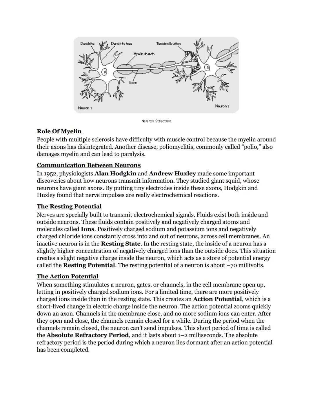 Chapter 3 Part 1 - Biological Bases of Behavior
Neurons, Hormones, and the Brain
A. Introduction
The brain is an essential part of the nervo