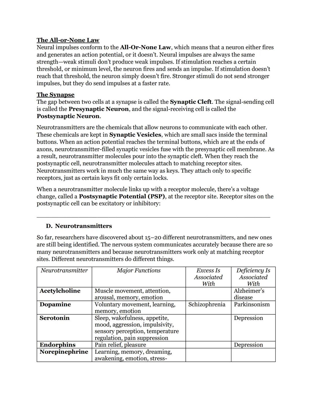 Chapter 3 Part 1 - Biological Bases of Behavior
Neurons, Hormones, and the Brain
A. Introduction
The brain is an essential part of the nervo