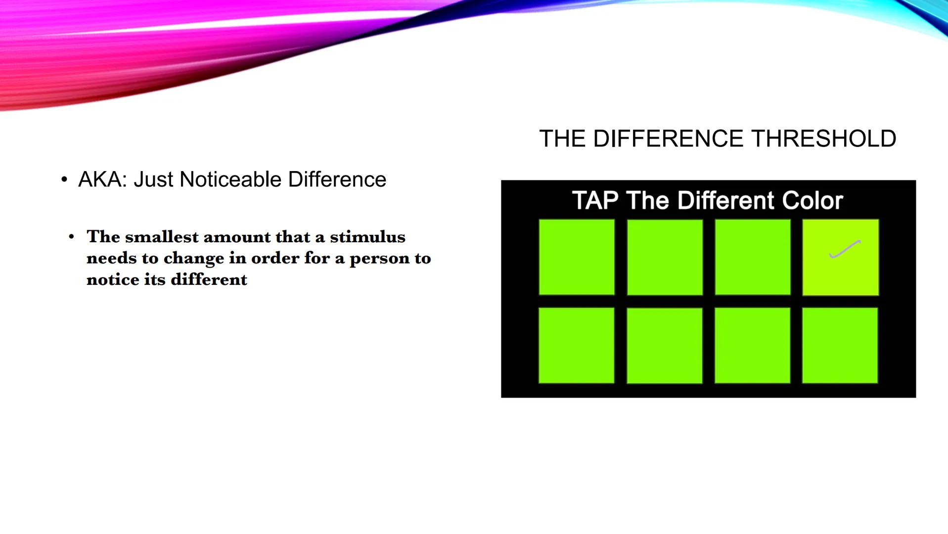 UNIT 3: SENSATION AND
PERCEPTION ●
●
●
Sensation: the process, through which,
sensory organs/receptor cells detect sensory
stimuli
After sen
