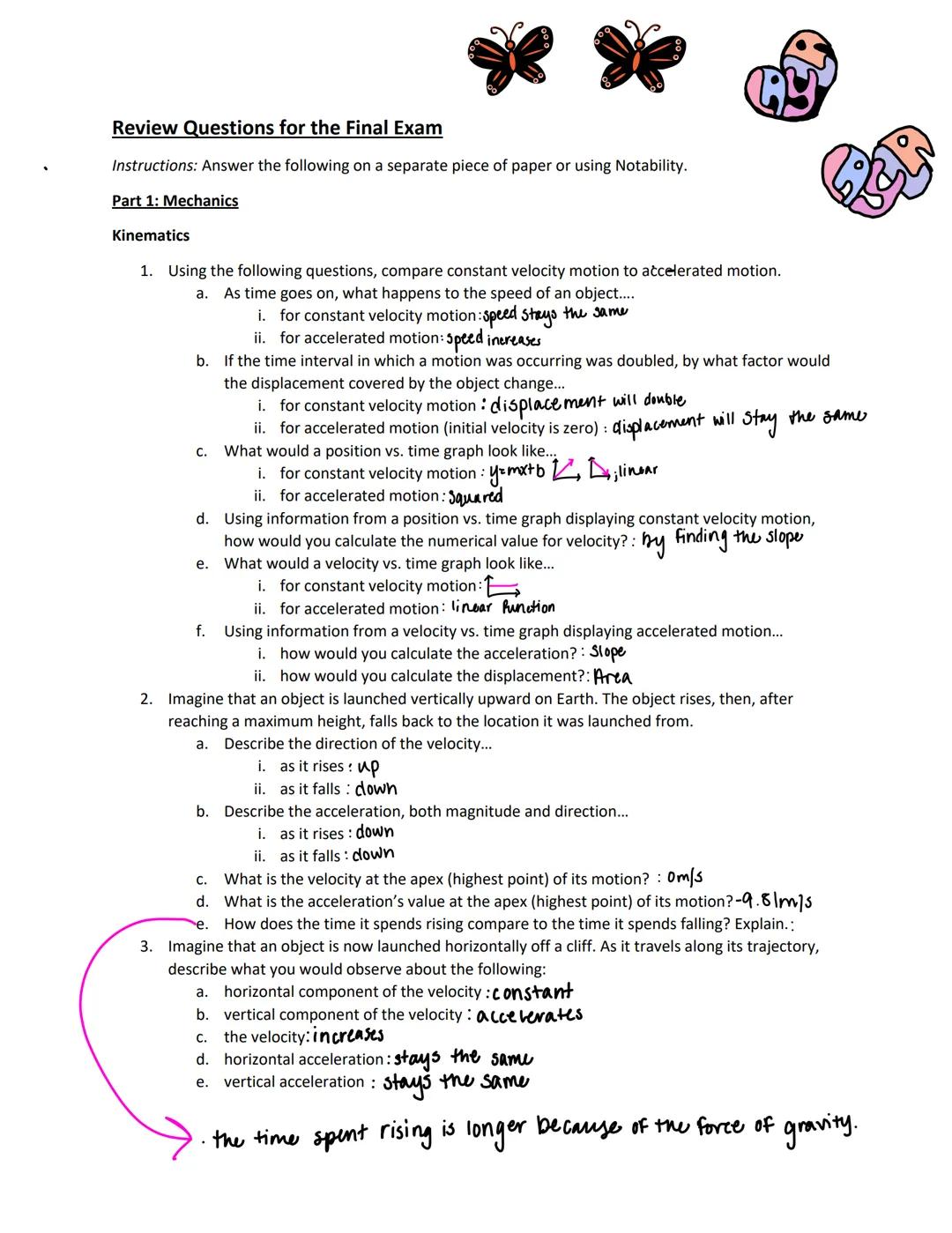 **Review Questions for the Final Exam**
Instructions: Answer the following on a separate piece of paper or using Notability.
Part 1: Mecha