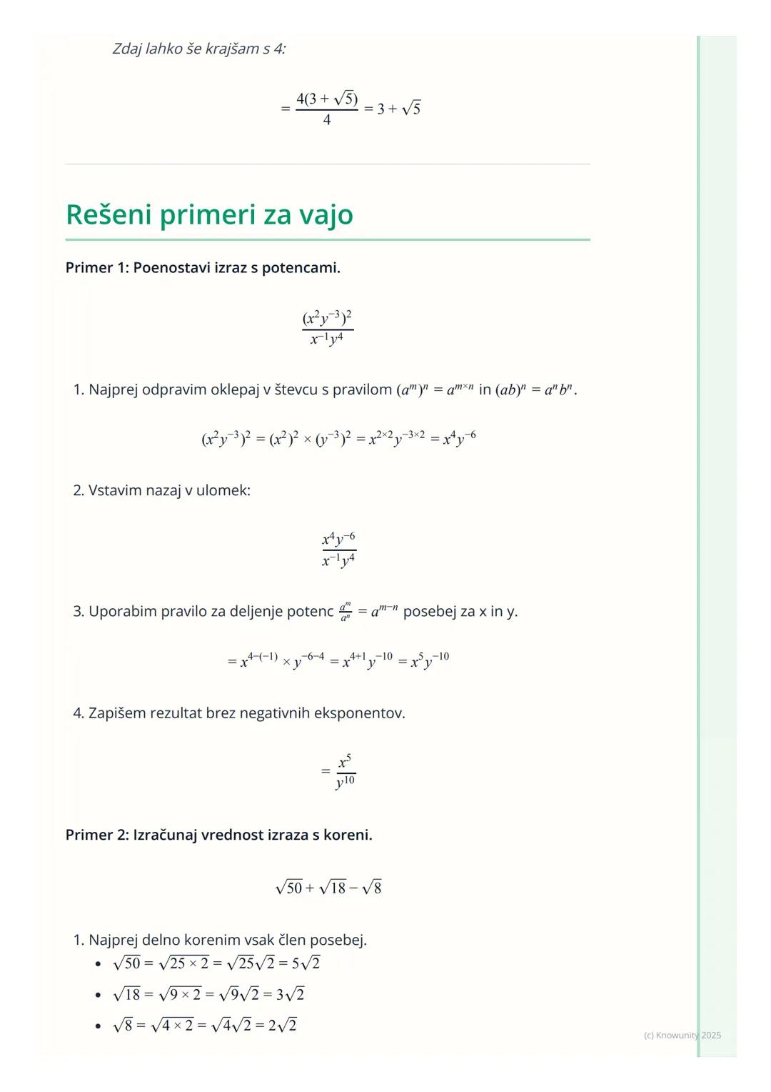 # Potence in koreni
Uvod v potence in korene
Potence in koreni so temeljni del algebre. Potenciranje je v bistvu krajši zapis
za večkratno