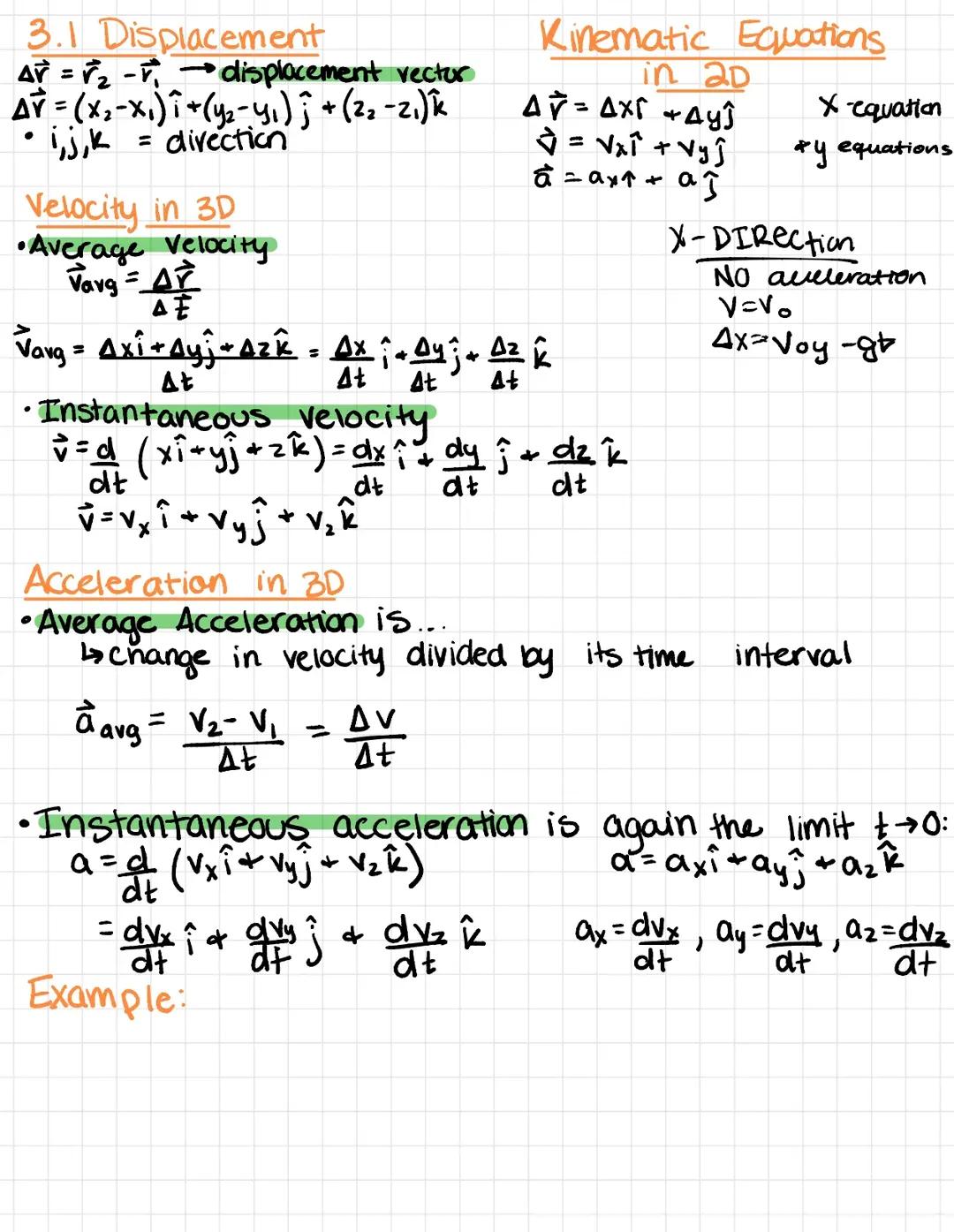 Chapter 3 Kinematics in 2D Notes
