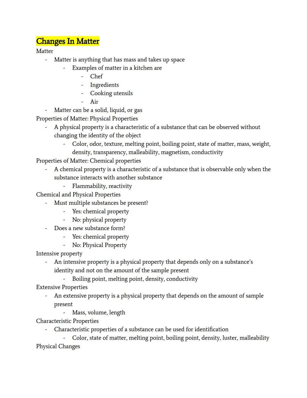 Understanding Physical and Chemical Changes in Matter