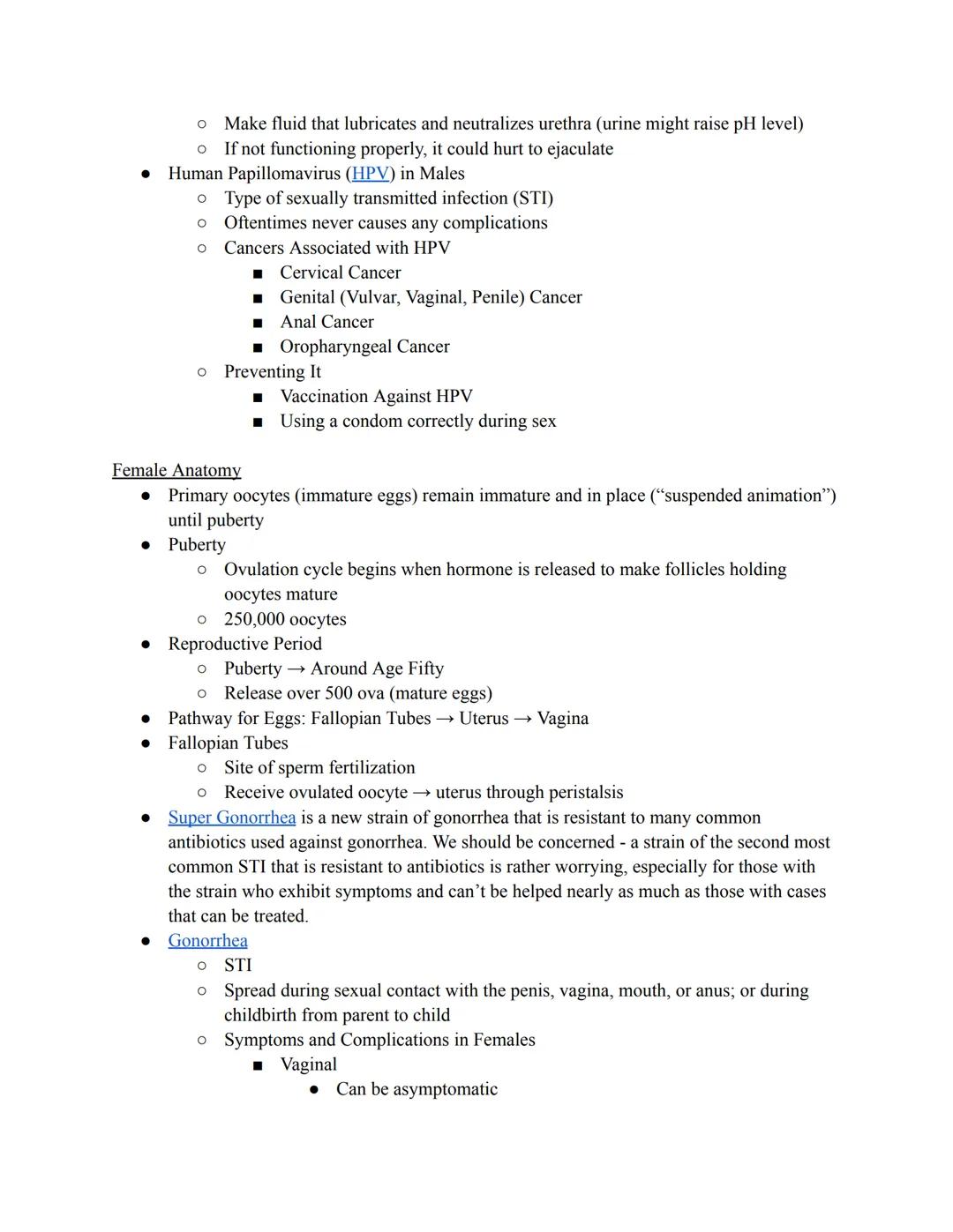 Reproductive System
●
●
●
●
●
Male Anatomy
Scrotum
O
●
Secrete Sex Hormones
Gonads
O
Male - Testes
O Female Ovaries
●
Gametes
●
o Male - Spe