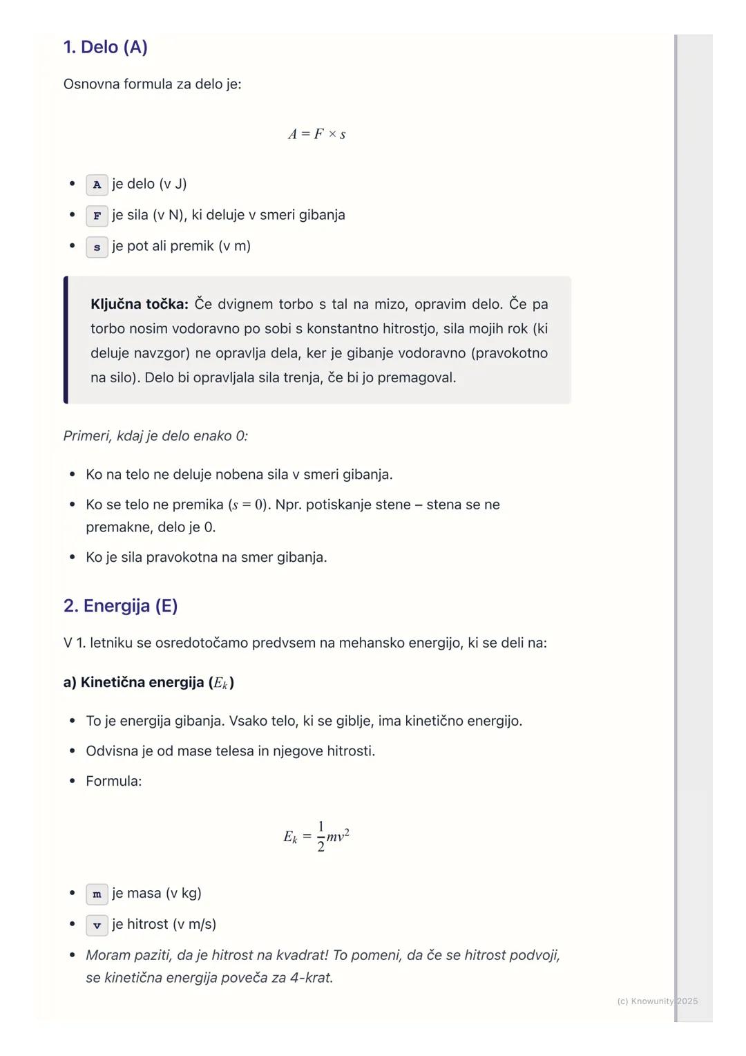 # Delo, energija in moč
Osnovni pregled
Delo, energija in moč so trije zelo povezani fizikalni pojmi. V bistvu opisujejo,
kako se sile in