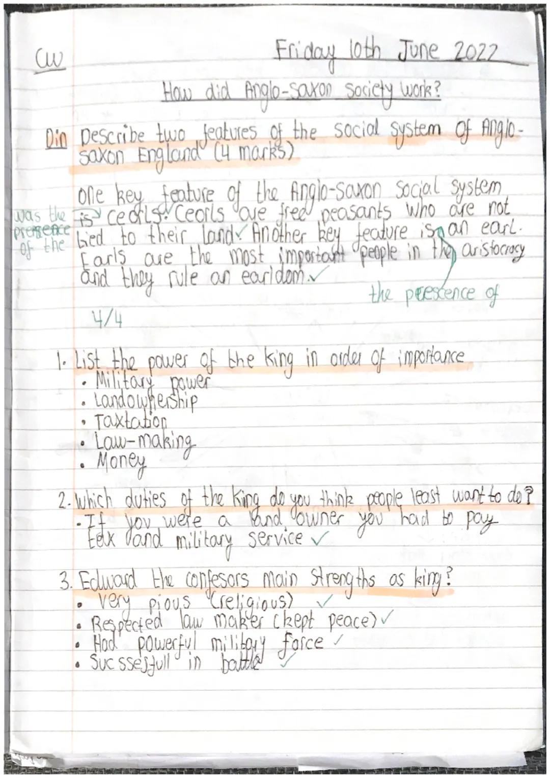 Cu
Anglo-Saxon
I hierachy
Tuesday 7th June 2022
How did Anglo-Saxon Society work?
Social
8
●
8
Raise
an army
Money
•Taxtation
•Law-making
•L