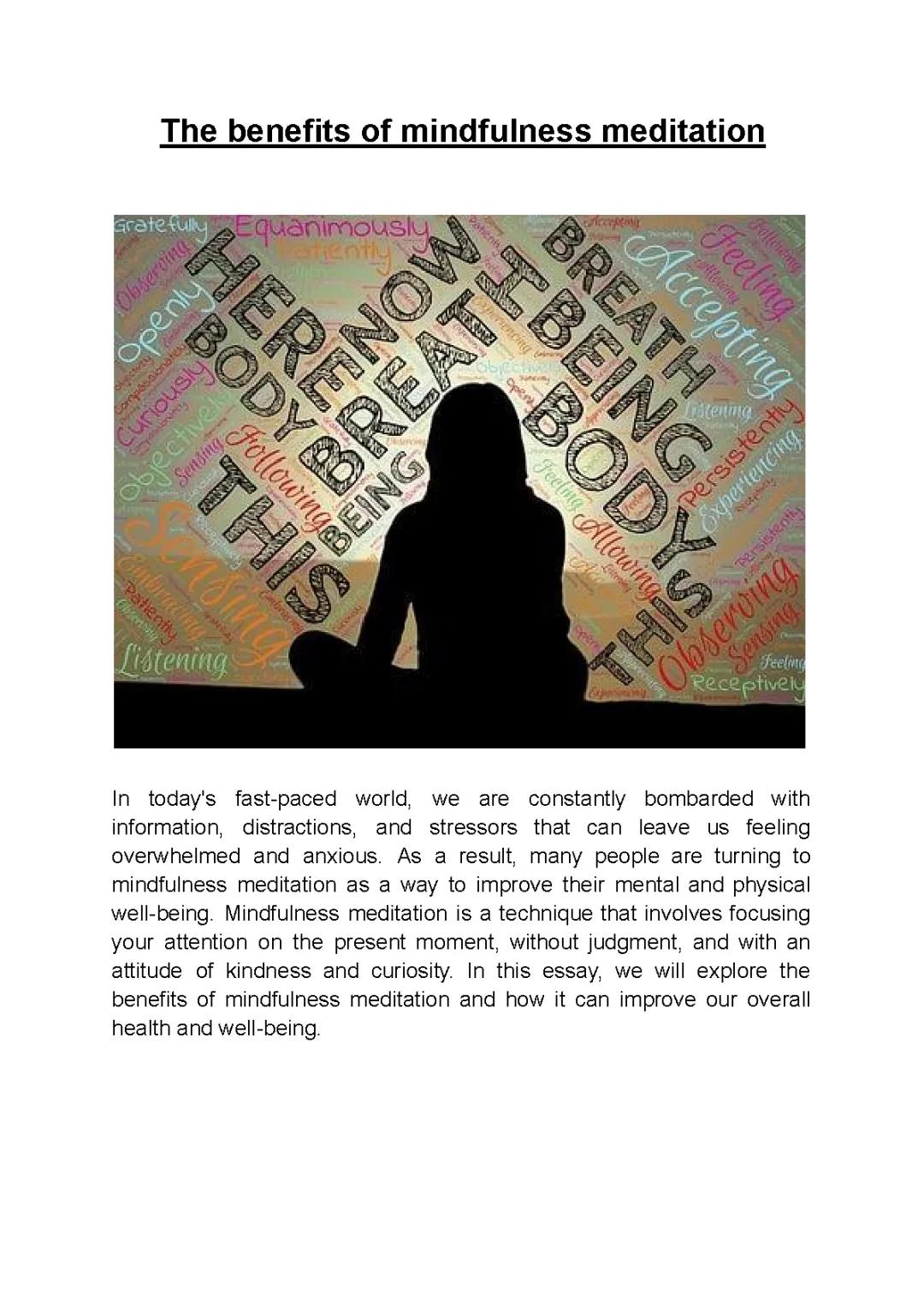 Mindfulness Meditation: Key Benefits for Mental and Physical Health