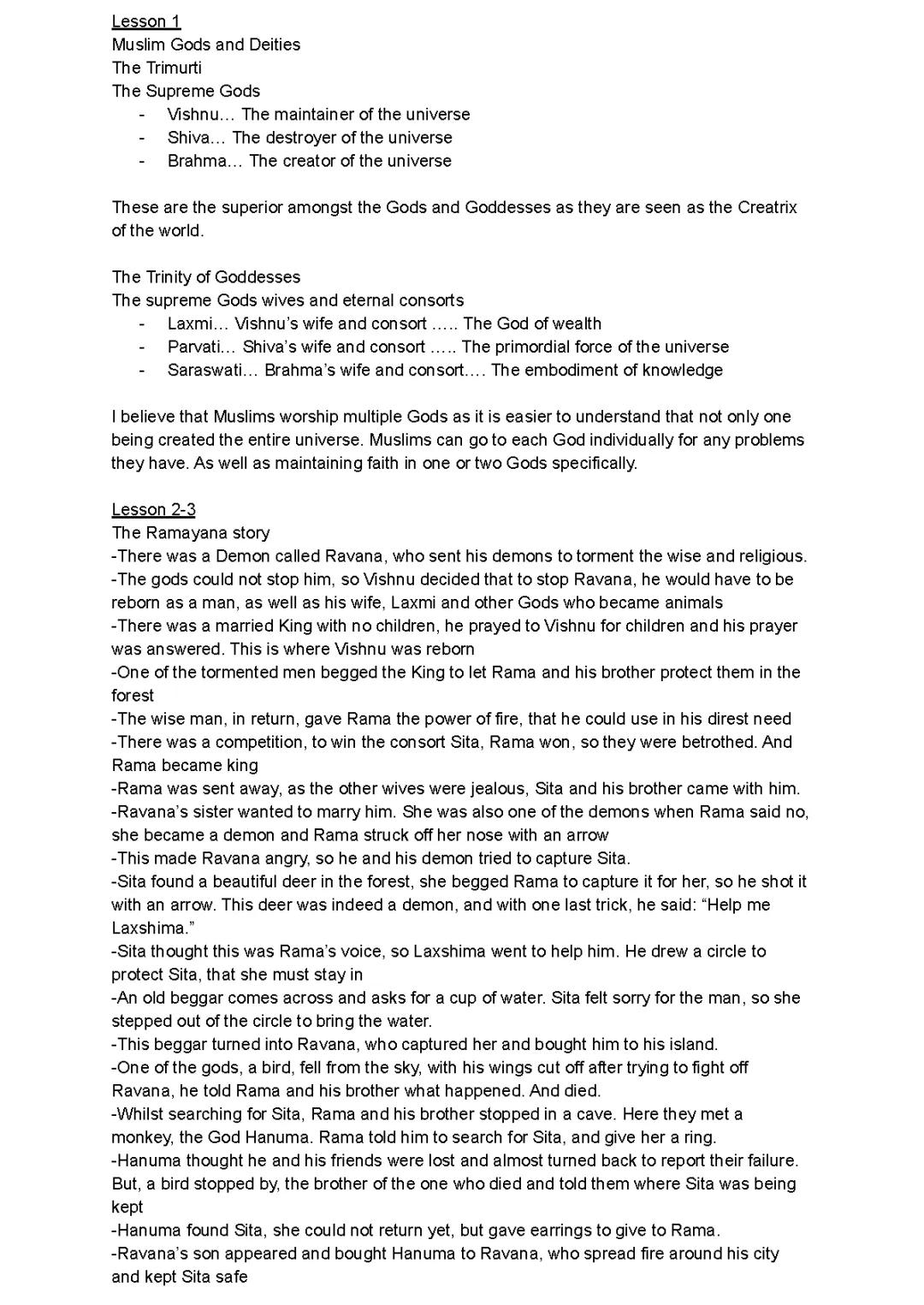 Ramayana Study Guide for KS3