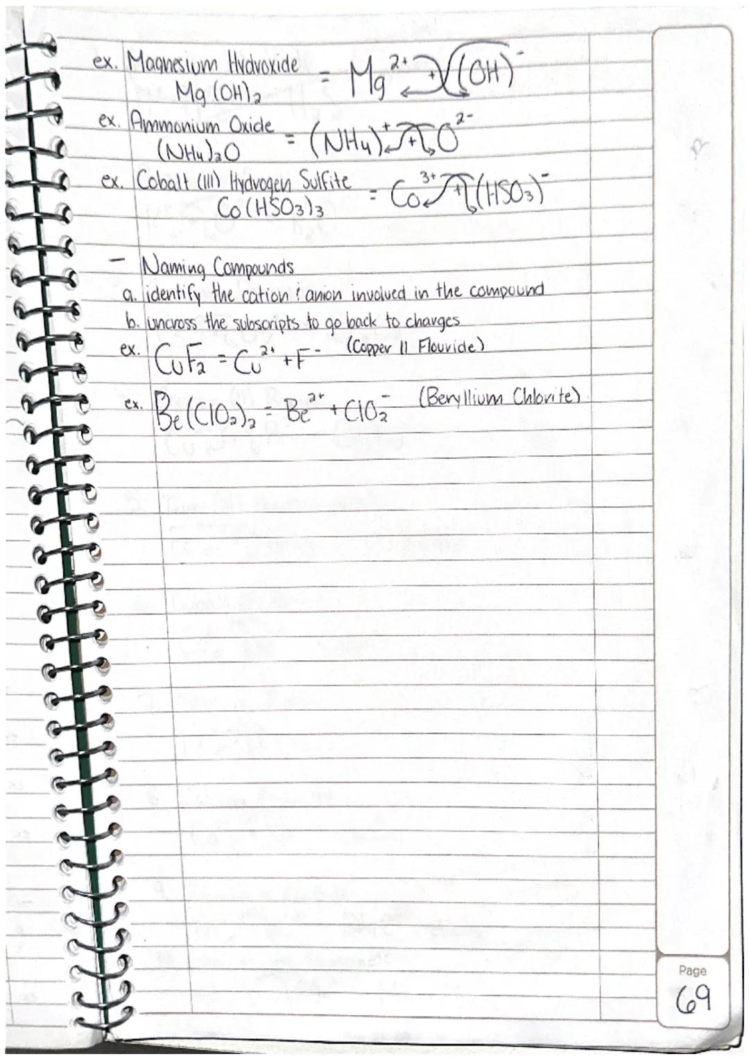 # Chapter 9: Chemical Names & Formulas
- Monatomic Ions/
a. consists of a single atom w/ a positive or negative
charge resulting from the l