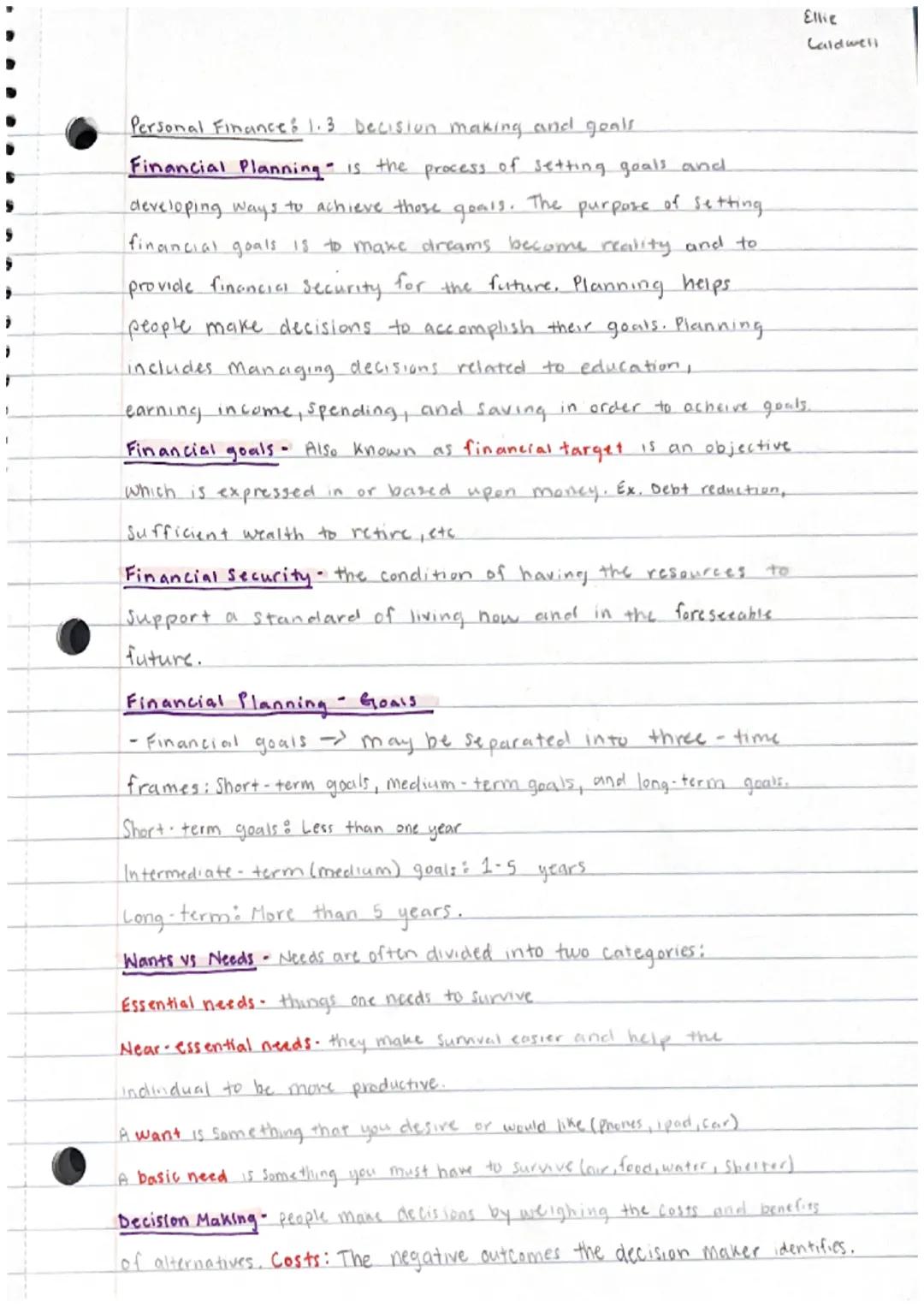 Personal Finance : 1.1
What is Personal Finance ?
-The Management of money and financial decisions for a person
or family including budgetin