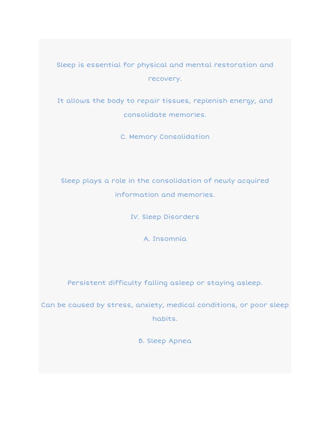 Non-
REM
2.9 Sleep and Dreaming
Awake
REM
Stage 1
Stage 2
Stage 3
Stage 4
1 2
3 4
Time (hrs)
I. Introduction
function.
5
Sleep is a naturall