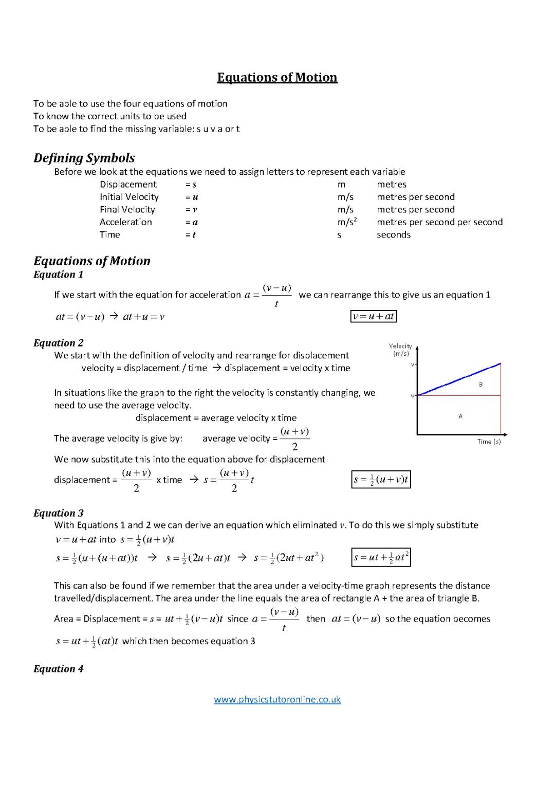 equation of motion physics notes