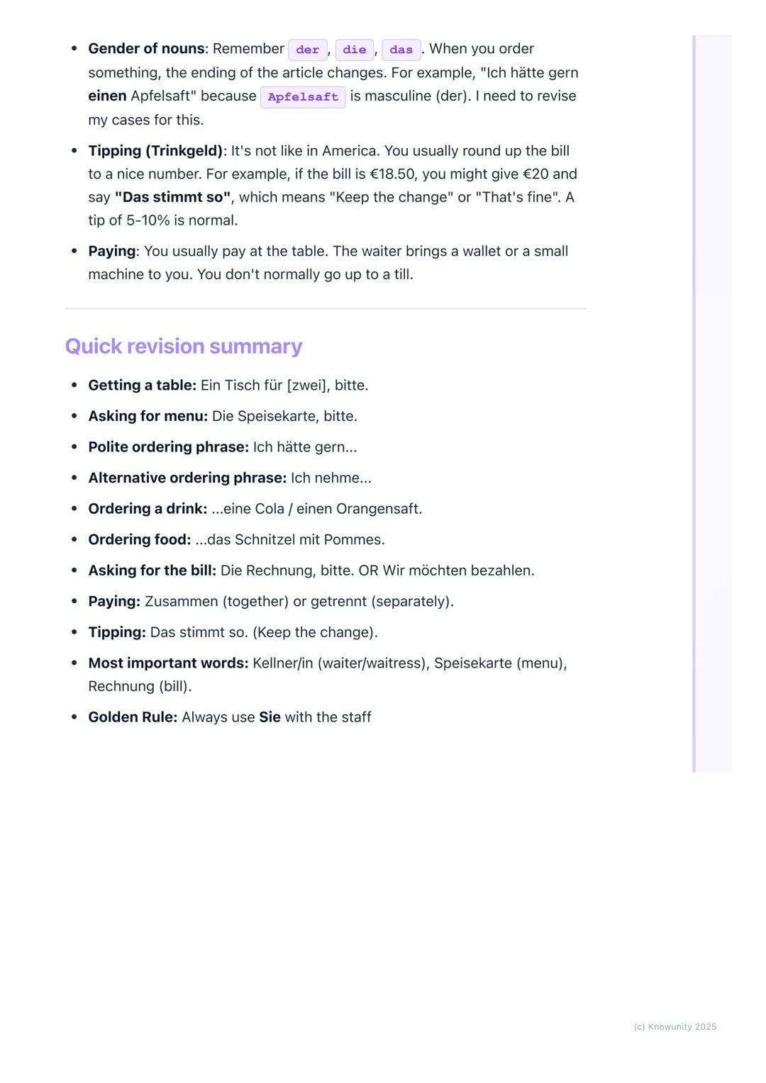 # At the Restaurant (Im
Restaurant)
Introduction to ordering in German
This is for Module 4, all about food and drink. These phrases are w